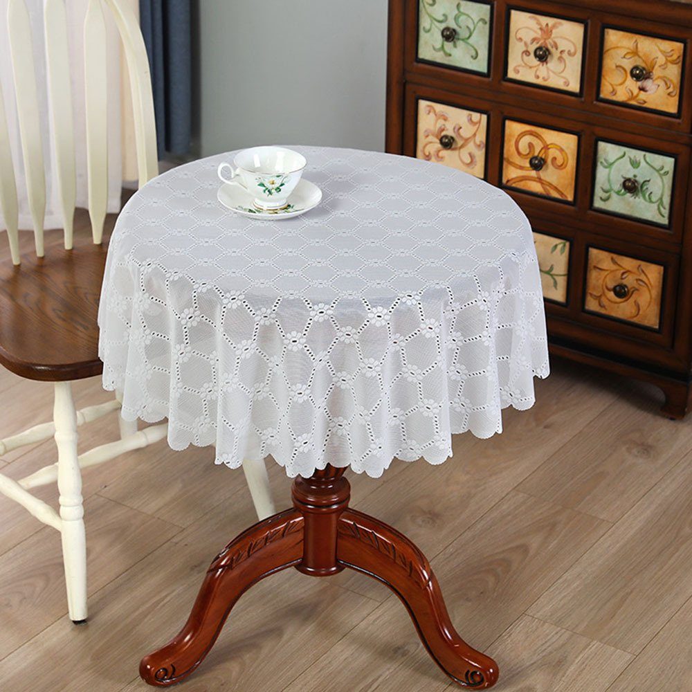 Farbe, Blusmart Runde Dekorative Tischschonbezug Weißer Spitzentischdecke In Stilvolle