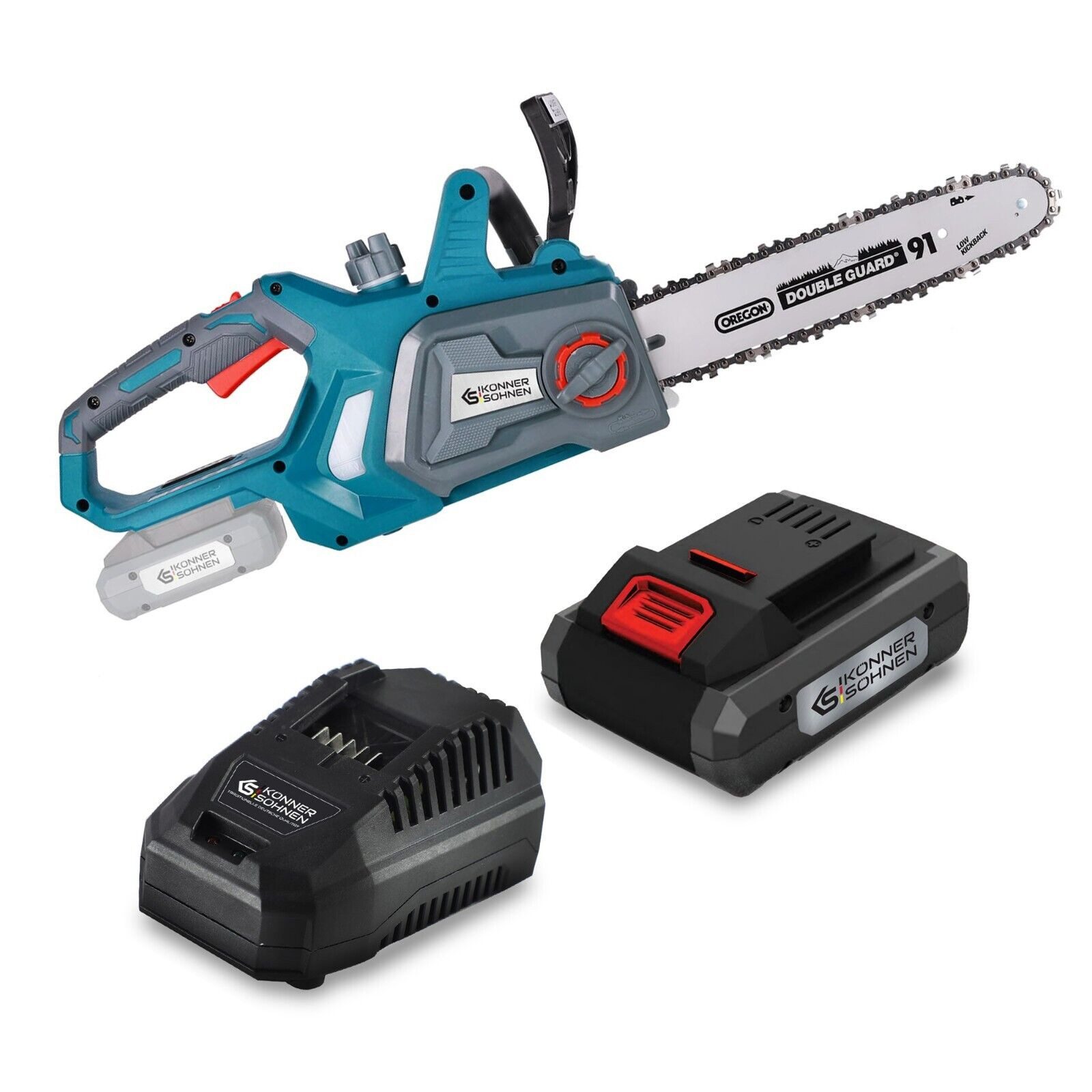 Könner & Söhnen Akku-Kettensäge KS CS20V-12 + KS C45A + KS 20V4-2, 1-tlg.