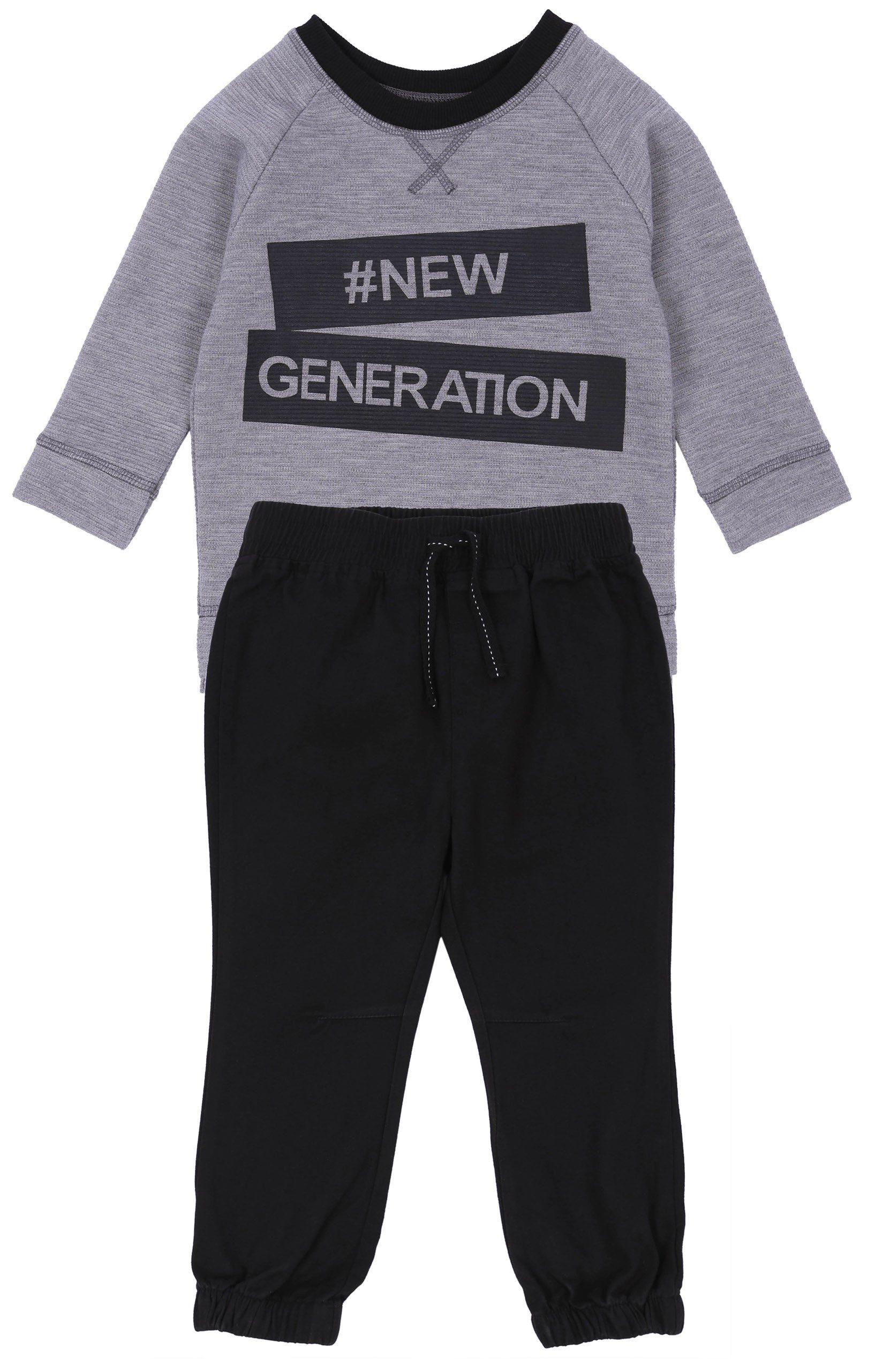 Sweatshirt Set: graue Bluse + schwarze Hose 5-6 Jahre
