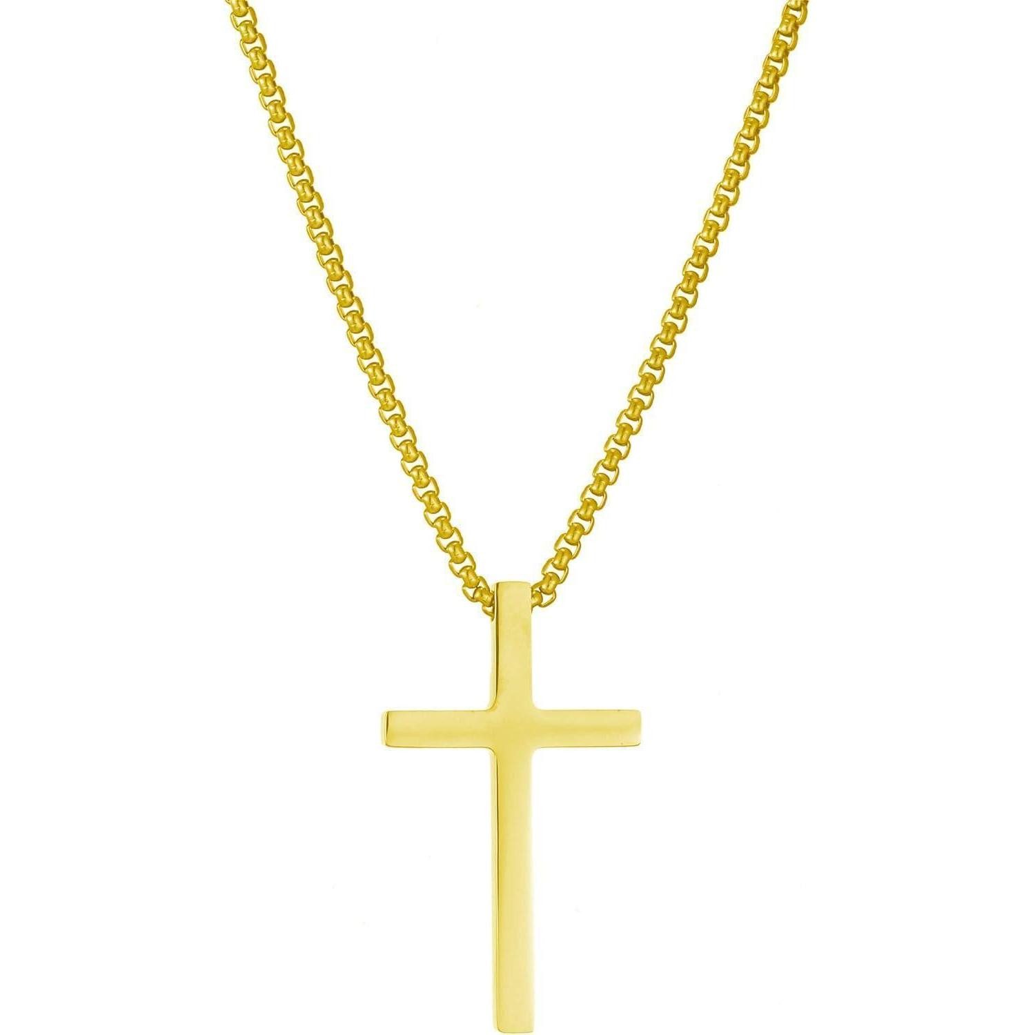Kreuzkette Gold Silber Kreuz Kette Herren Anhänger Halskette Religiöser Schmuck