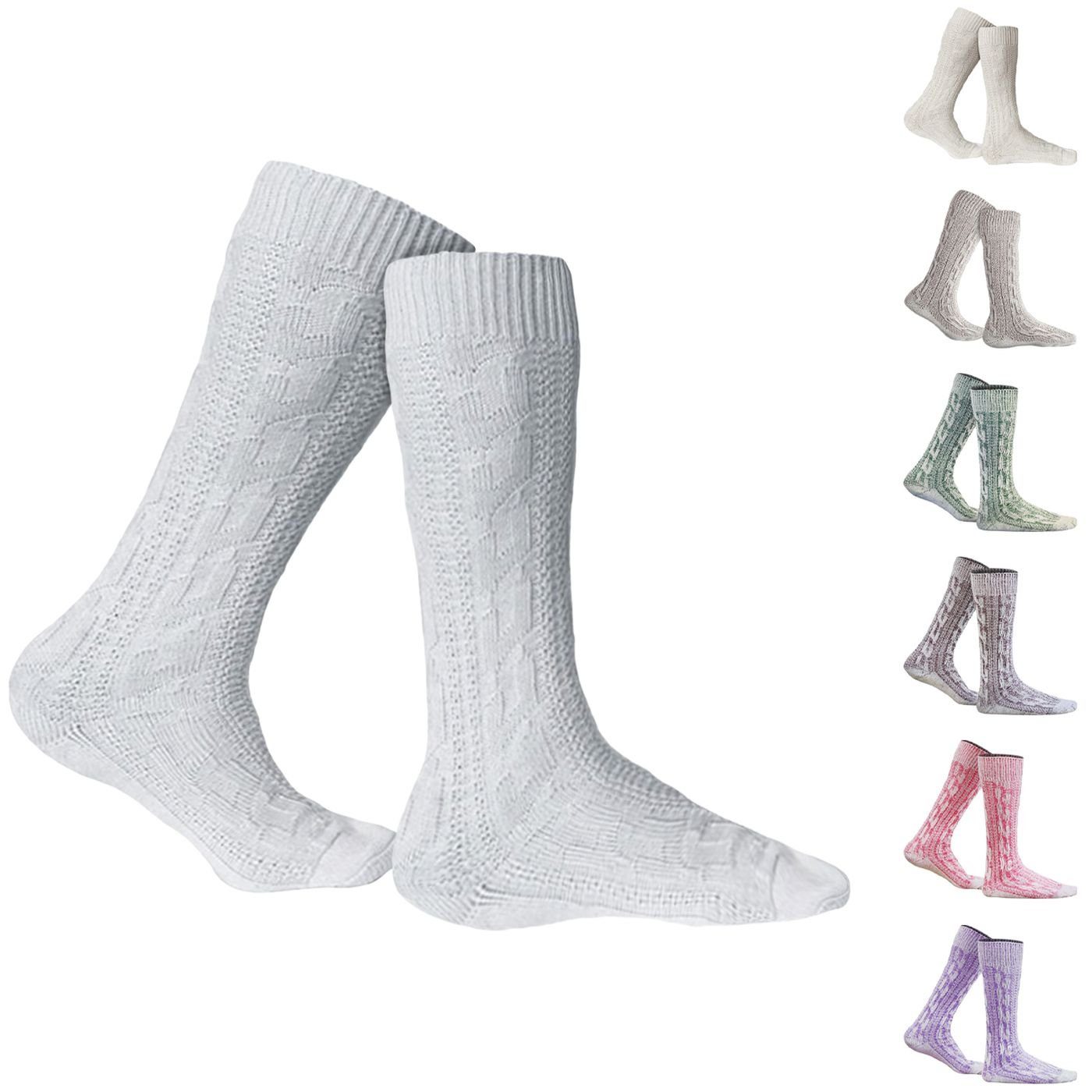 German Wear Trachtensocken GW200 Trachtensocken Strümpfe Socken 40cm Weiss