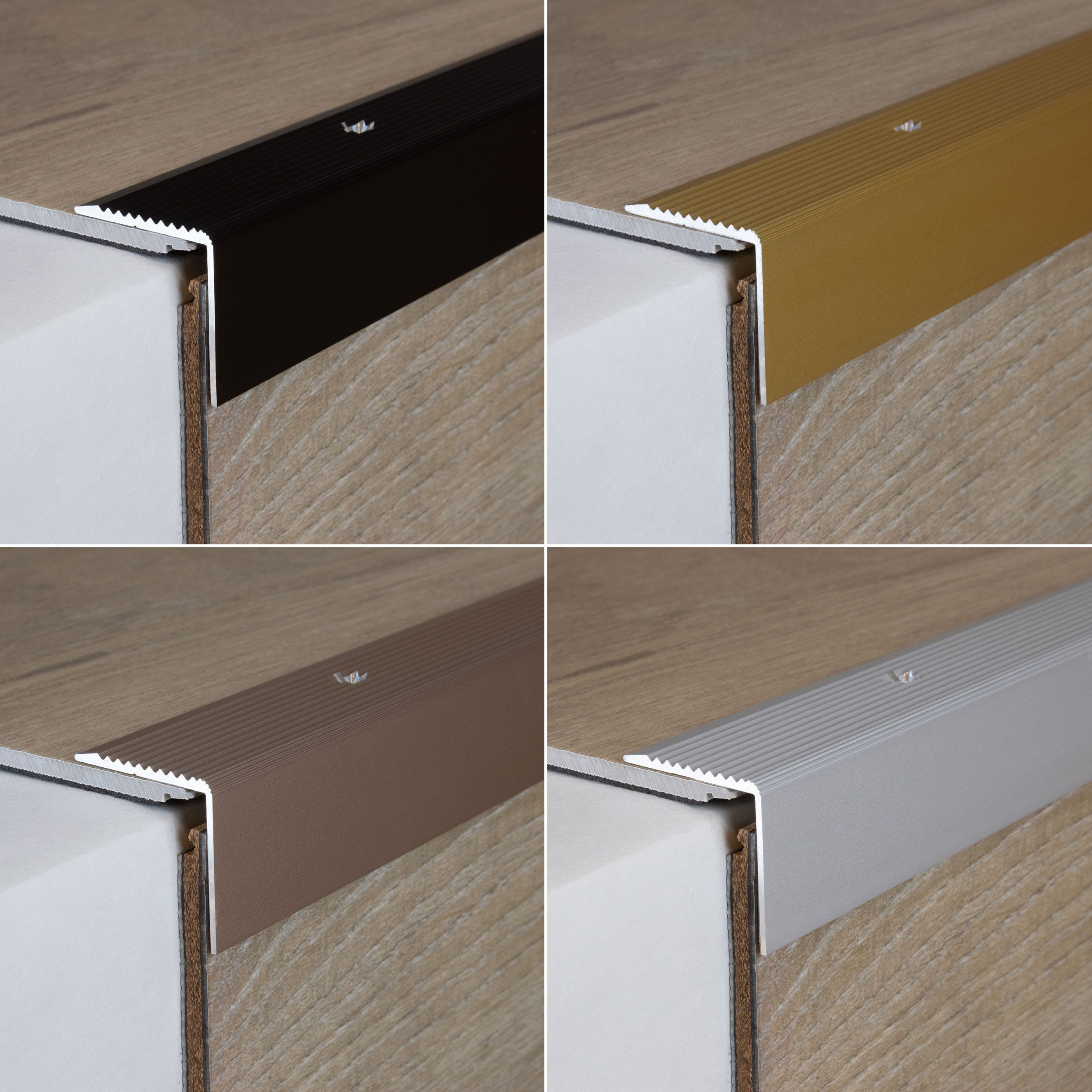 PROVISTON Treppenkantenprofil 30 x 30 x 1000 mm Winkel Alu eloxiert Bronze Dunkel Gebohrt