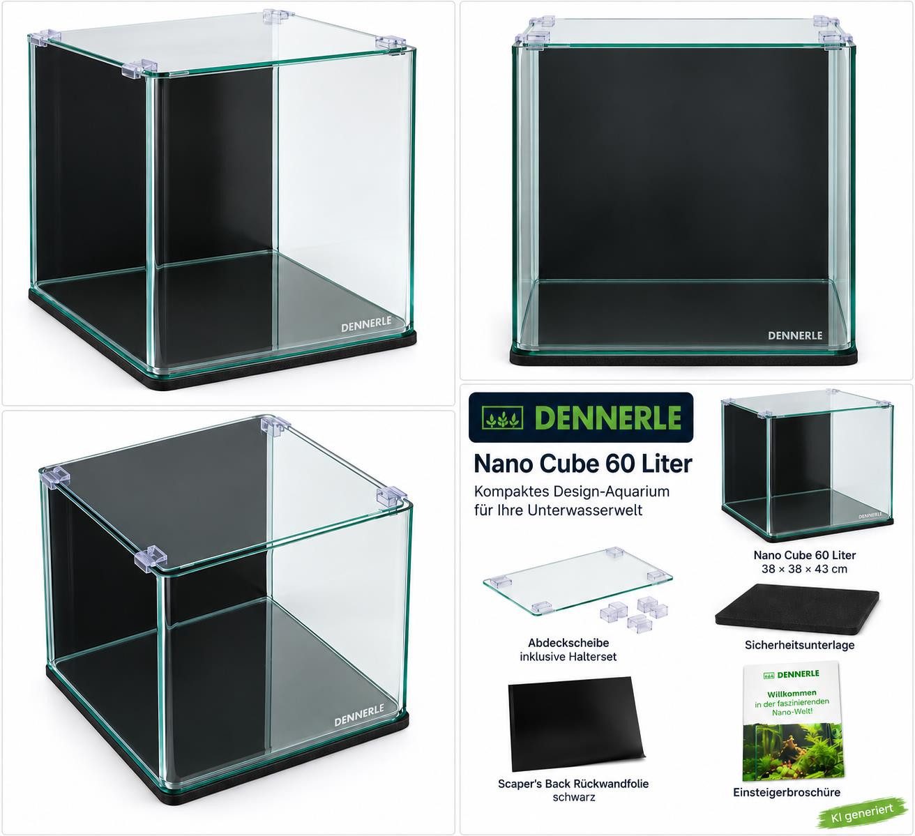 DENNERLE Aquarium Dennerle Nano Cube 60 Liter Aquarium 38 × 38 × 43 cm
