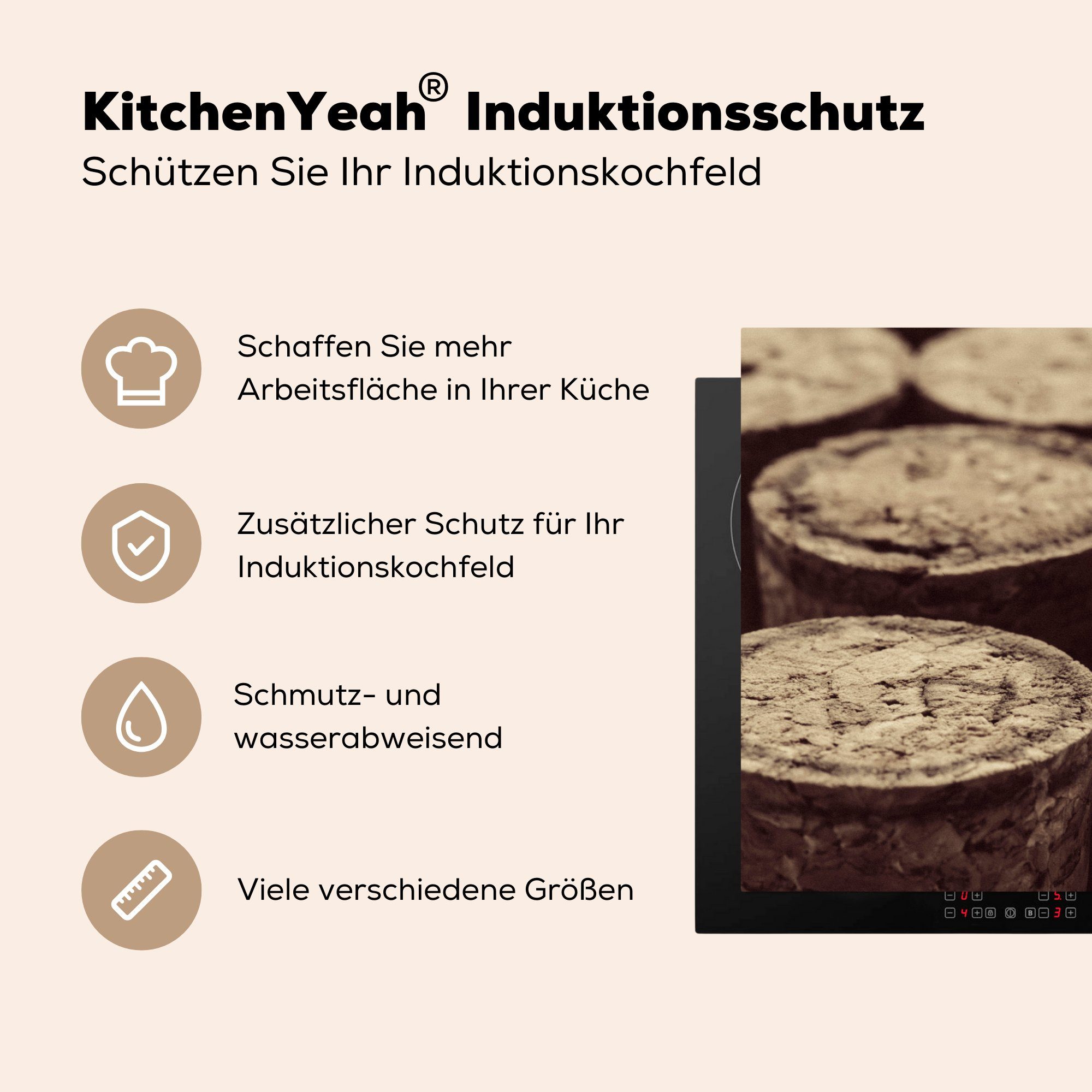 MuchoWow Herdblende-/Abdeckplatte Nahaufnahme von Korken, Induktionskochfeld cm, küche, Schutz 81x52 (1 tlg), die für Vinyl, Ceranfeldabdeckung