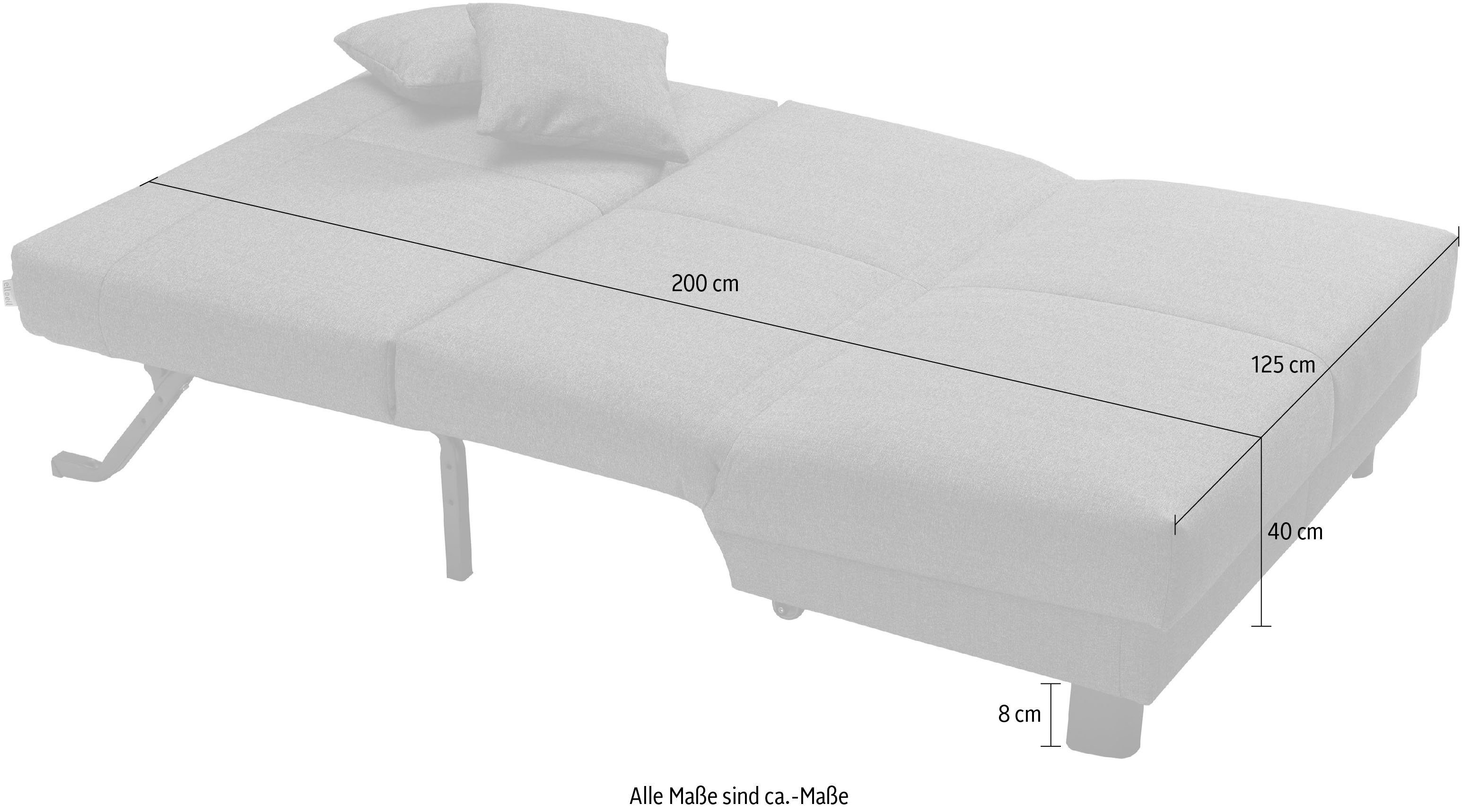 40 Liegefläche Breite Liegehöhe + alufarben oder ell ell 120 Enny, dunkelgrau cm, Füße 140 Schlafsofa cm,