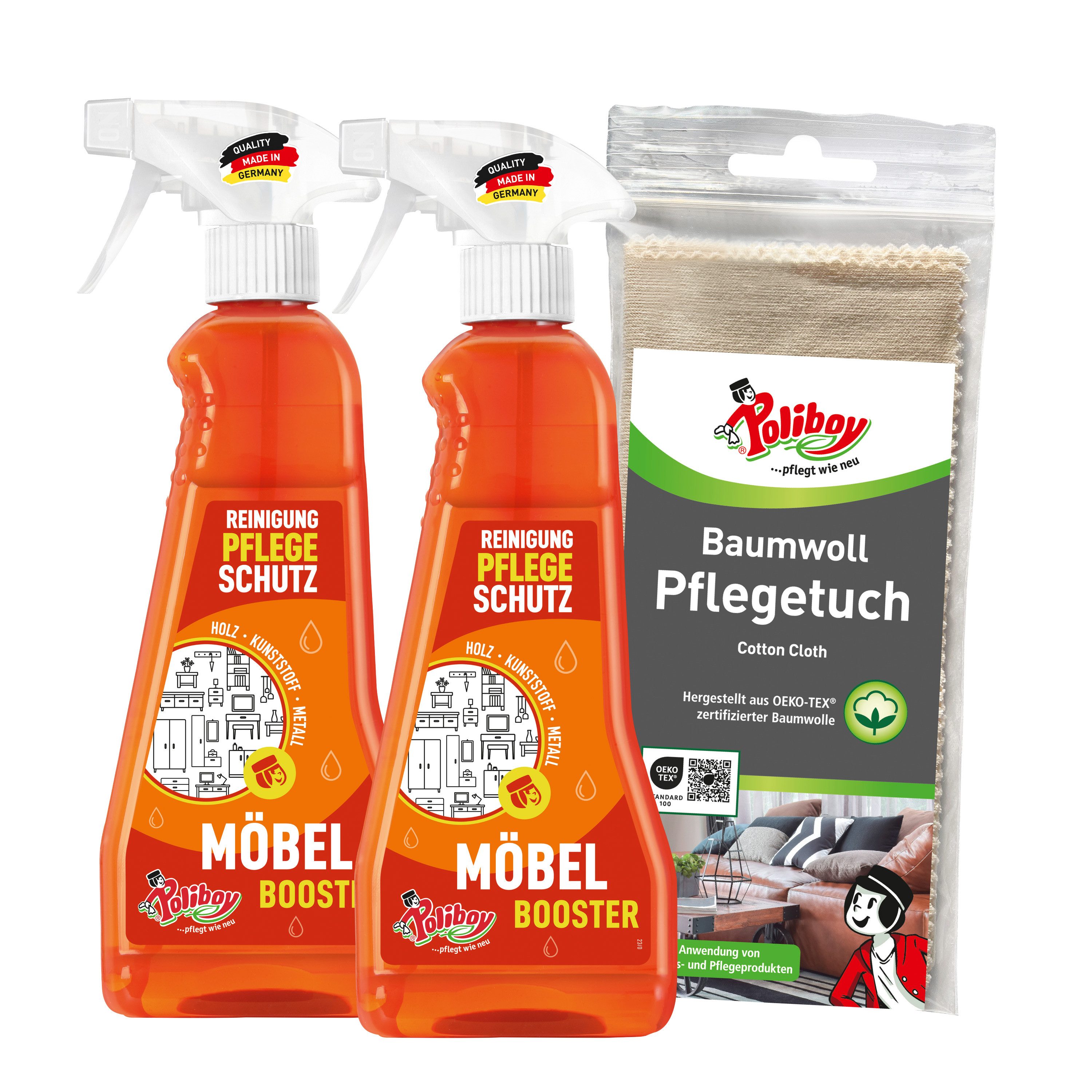 99A2101, Möbel Booster - 2x375ml - mit Baumwolltuch Möbelreiniger