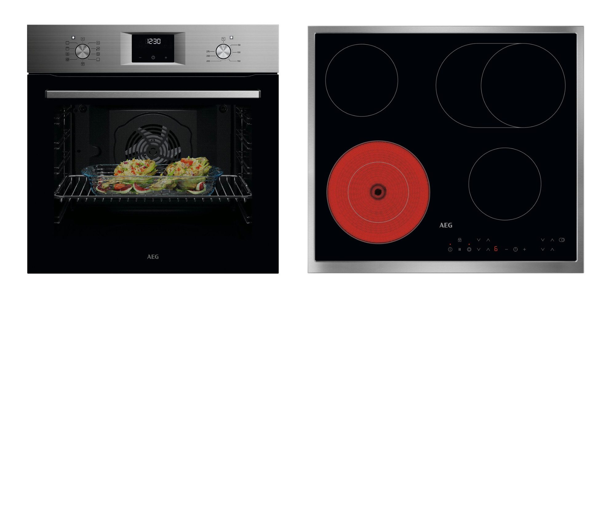 AEG Backofen-Set HH25BSM, Aqua Clean, Grillfunktion und gleichmäßige Garergebnisse auf 3 Ebenen, TouchTimer