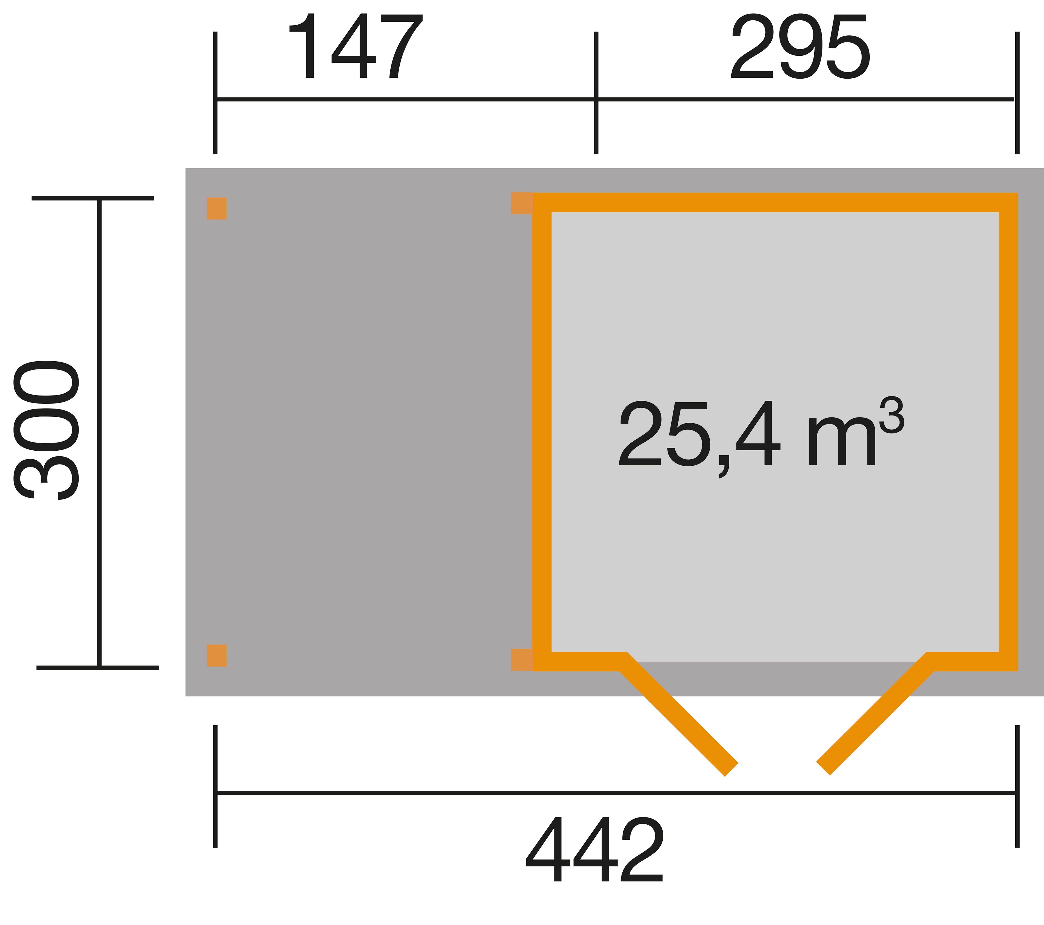 wekaLine cm, weka 3, Gartenhaus (Set) 470x334 BxT: anthrazit-naturbelassen