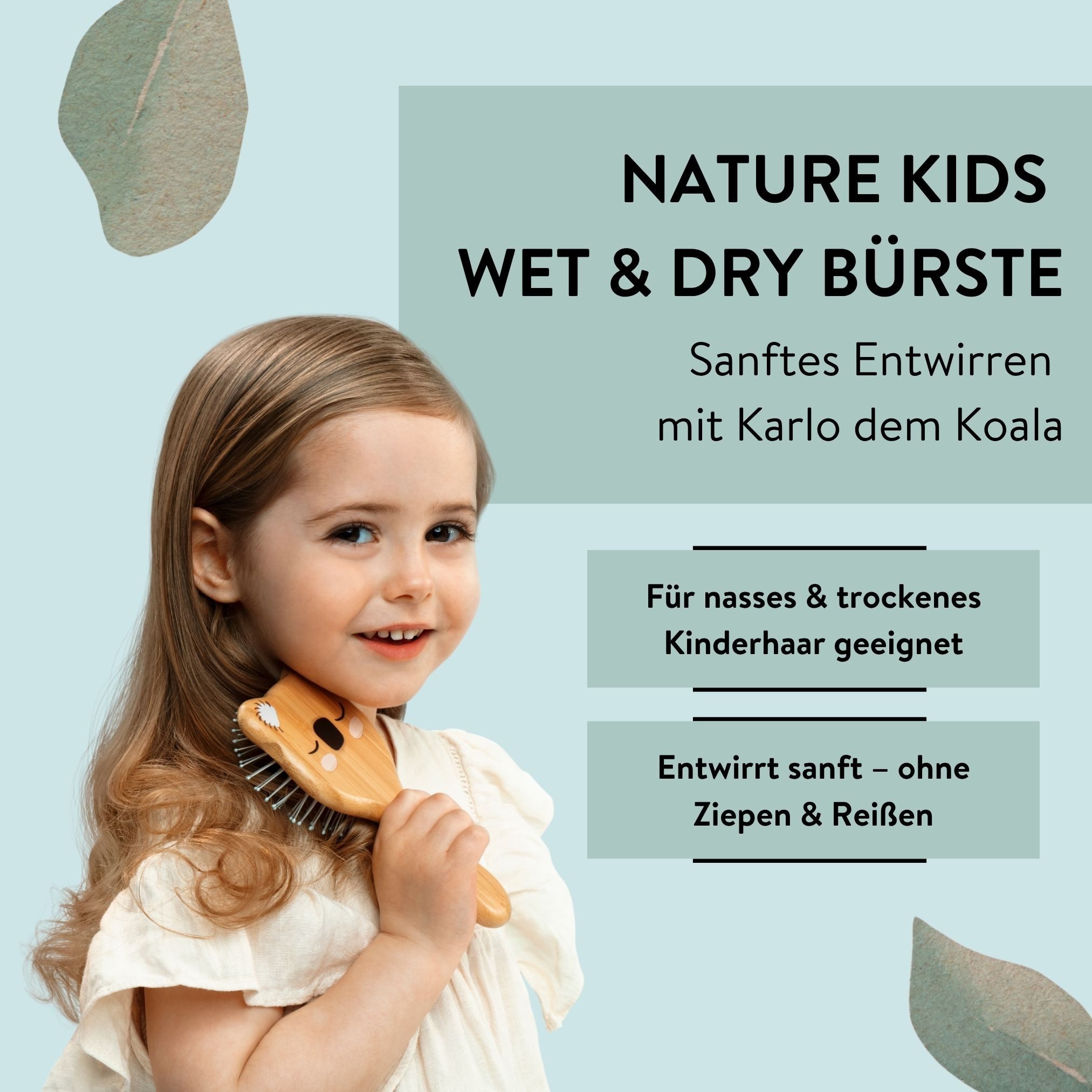 PARSA Beauty Haarbürste PARSA Beauty NATURE KIDS Bürste Koala Print Bambus Wet & Dry