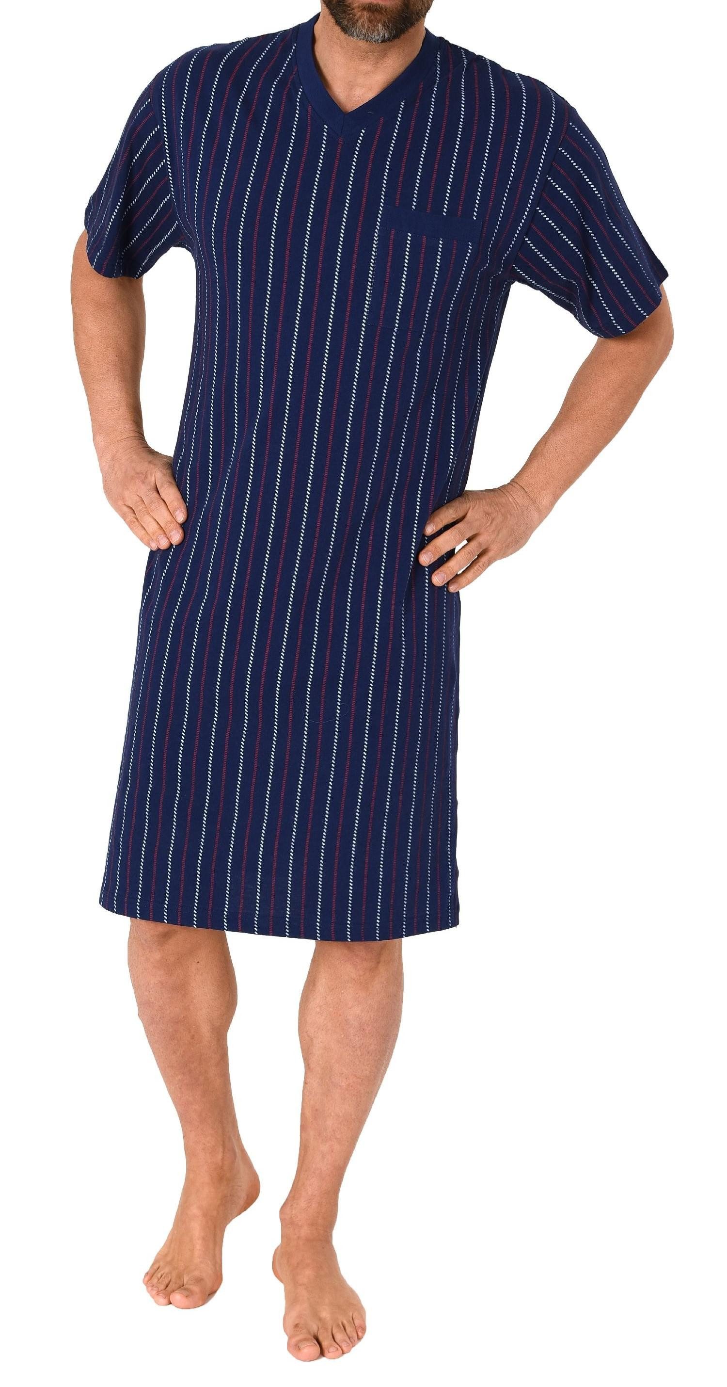 Normann Pyjama Herren kurzarm Nachthemd in Streifenoptik - auch in Übergröß günstig online kaufen