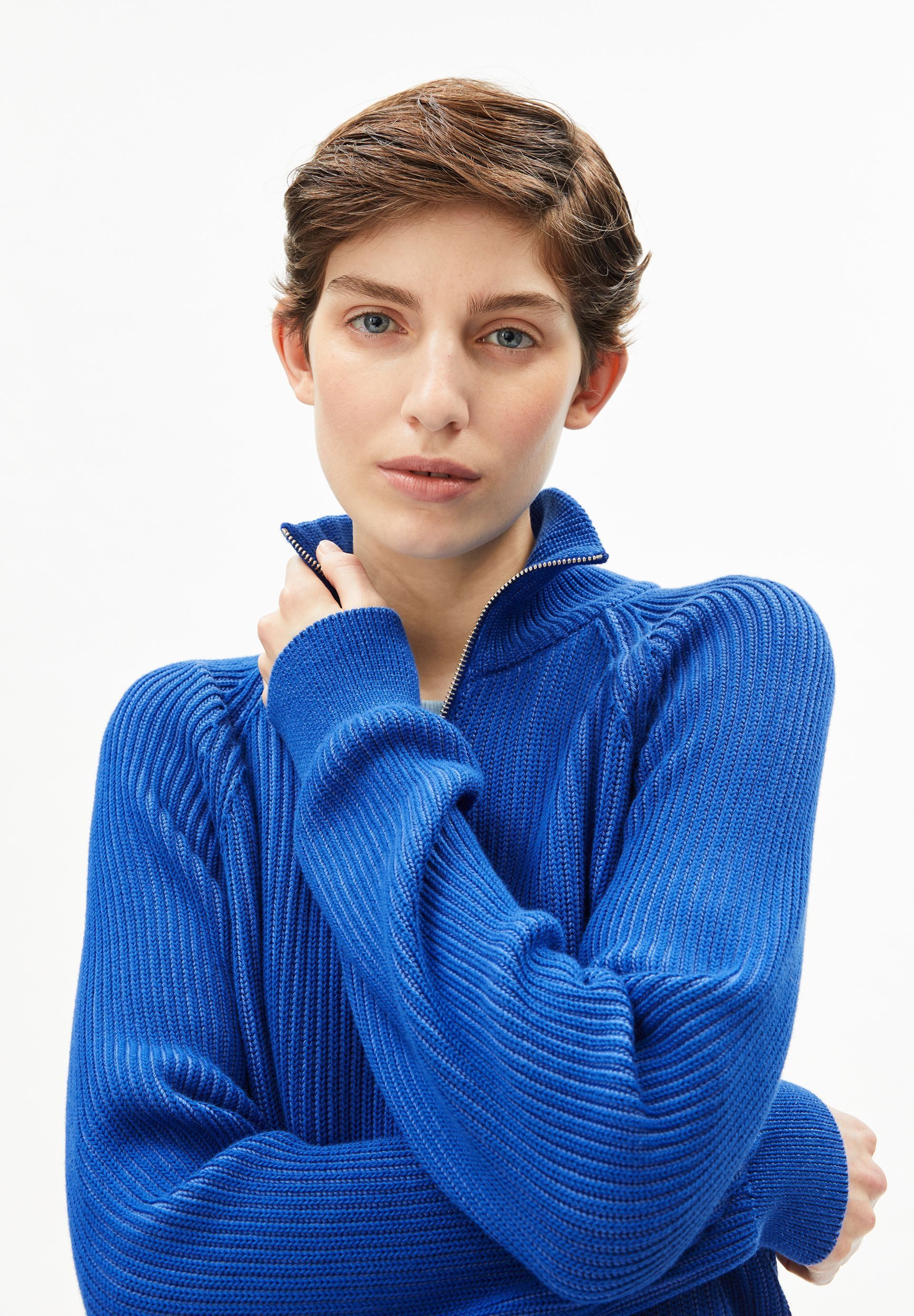 Armedangels Strickpullover TROYER VANISÉ Troyer mit Reißverschluss Loose Fit