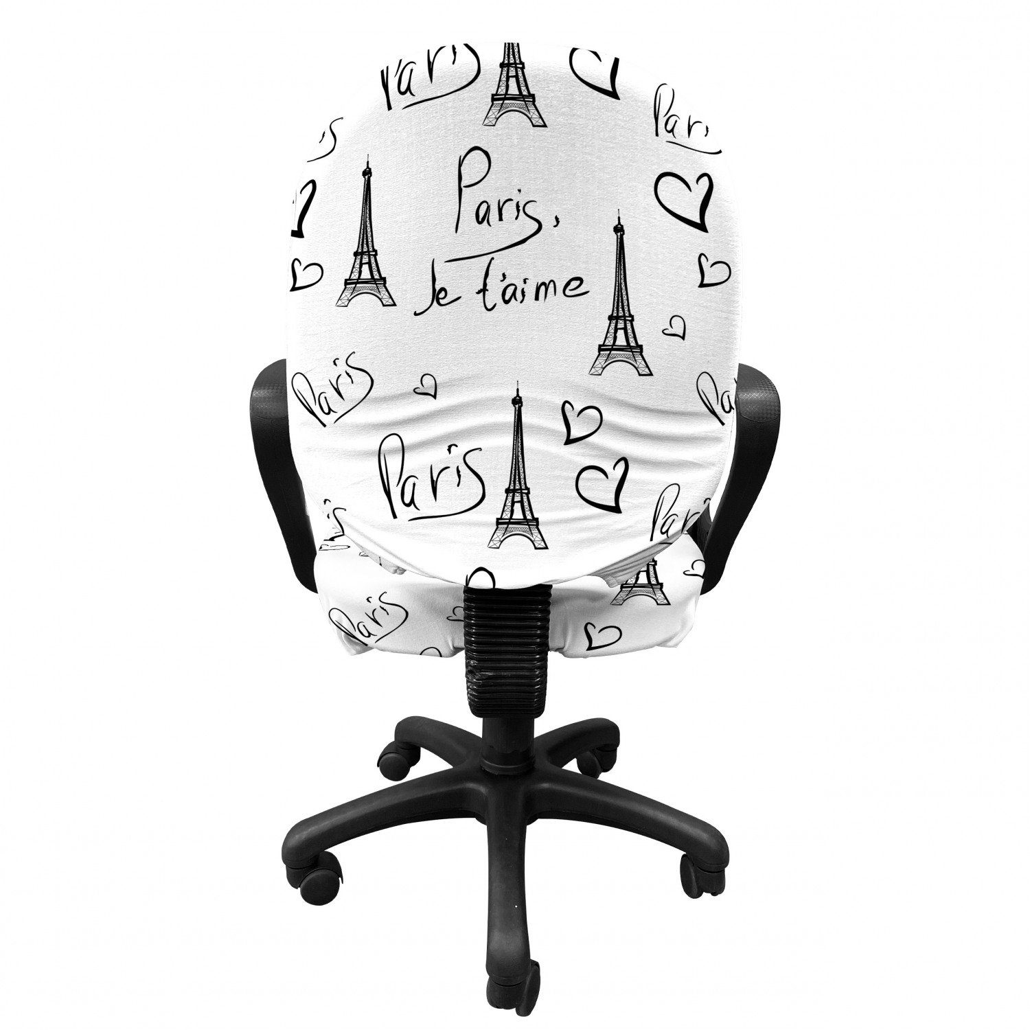 dekorative T'aime Bürostuhlhusse Doodle Eiffel Abakuhaus, Stretchgewebe, Schutzhülle Je aus Paris