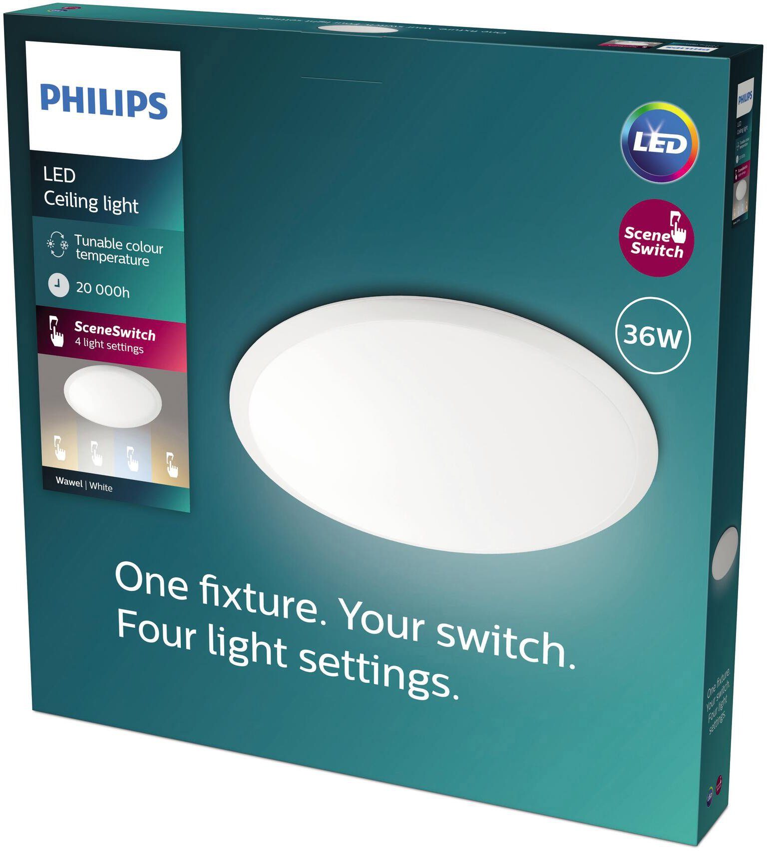 Philips Deckenleuchte Wawel, LED fest myLiving 3200lm, Warmweiß, Deckenleuchte LED integriert, Weiß