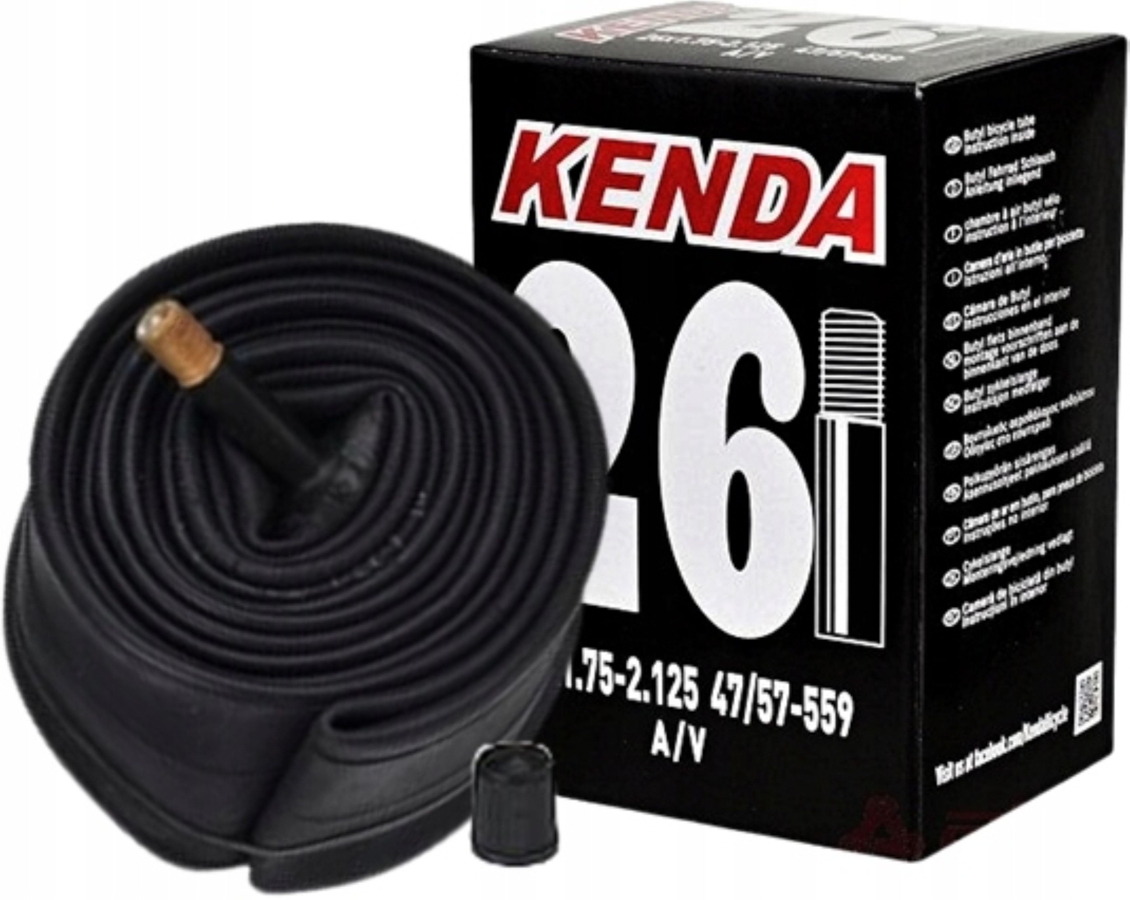 KENDA Fahrradreifen Kenda Fahrradschlauch 26 Zoll AV 1.75–2.125 Autoventil, (1-tlg)