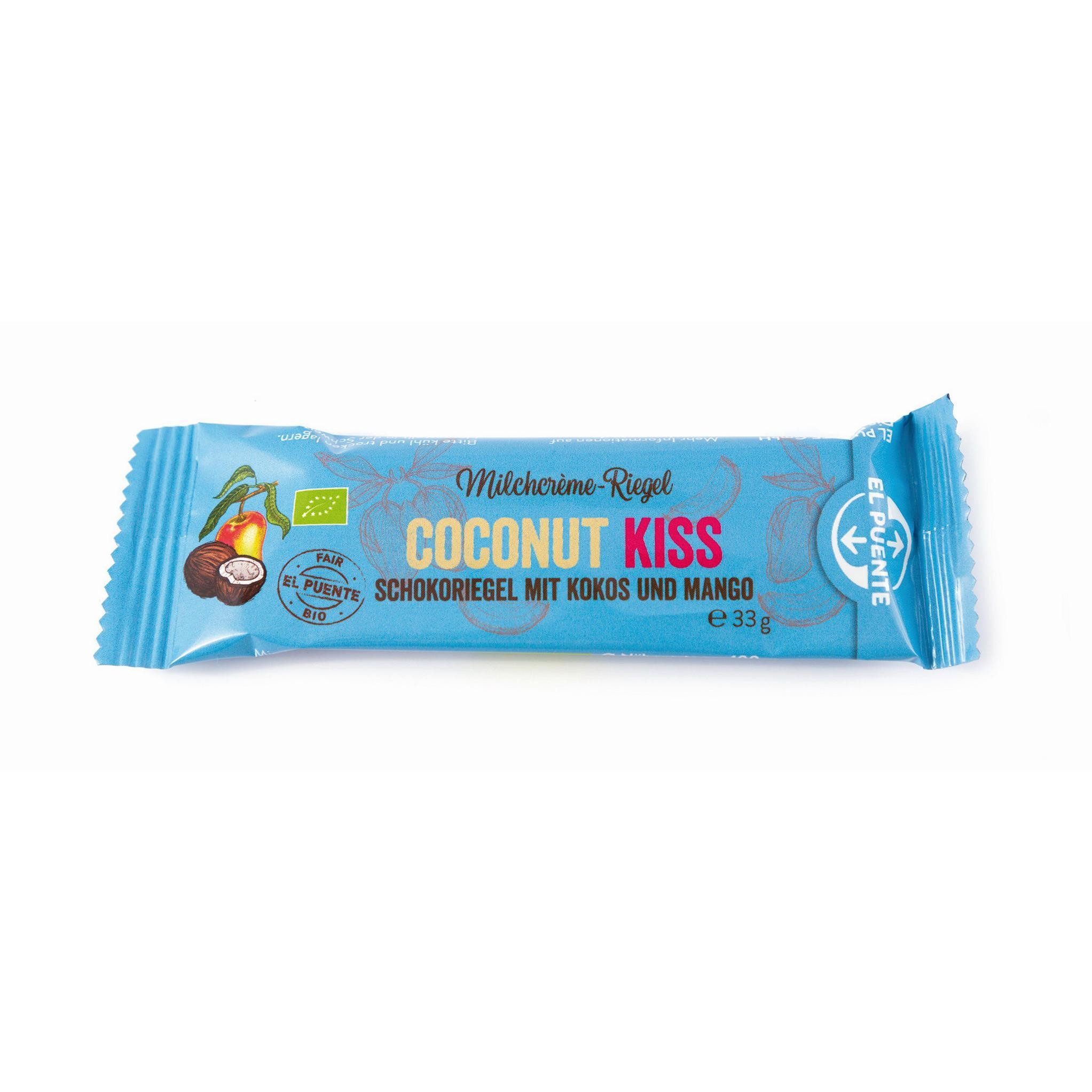 El Puente Knabberei Coconut Kiss Bio-Schokoriegel mit Kokos & Mango, Fair Trade, Bio, Handmade