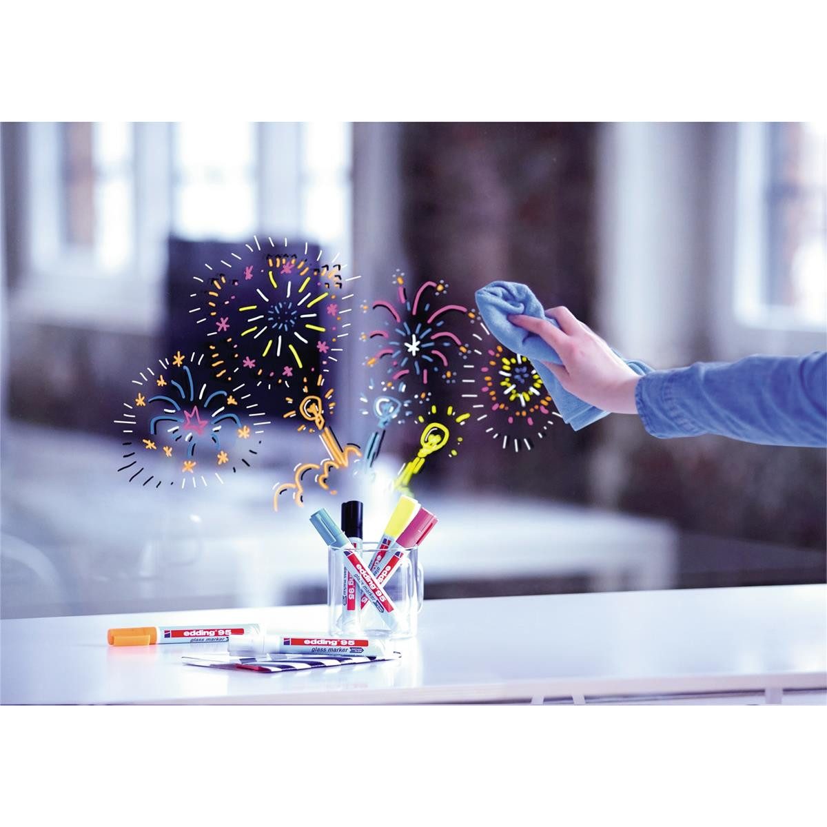 edding Permanentmarker 4 edding 95 Glasboardmarker farbsortiert 1,0 - 5,0 mm