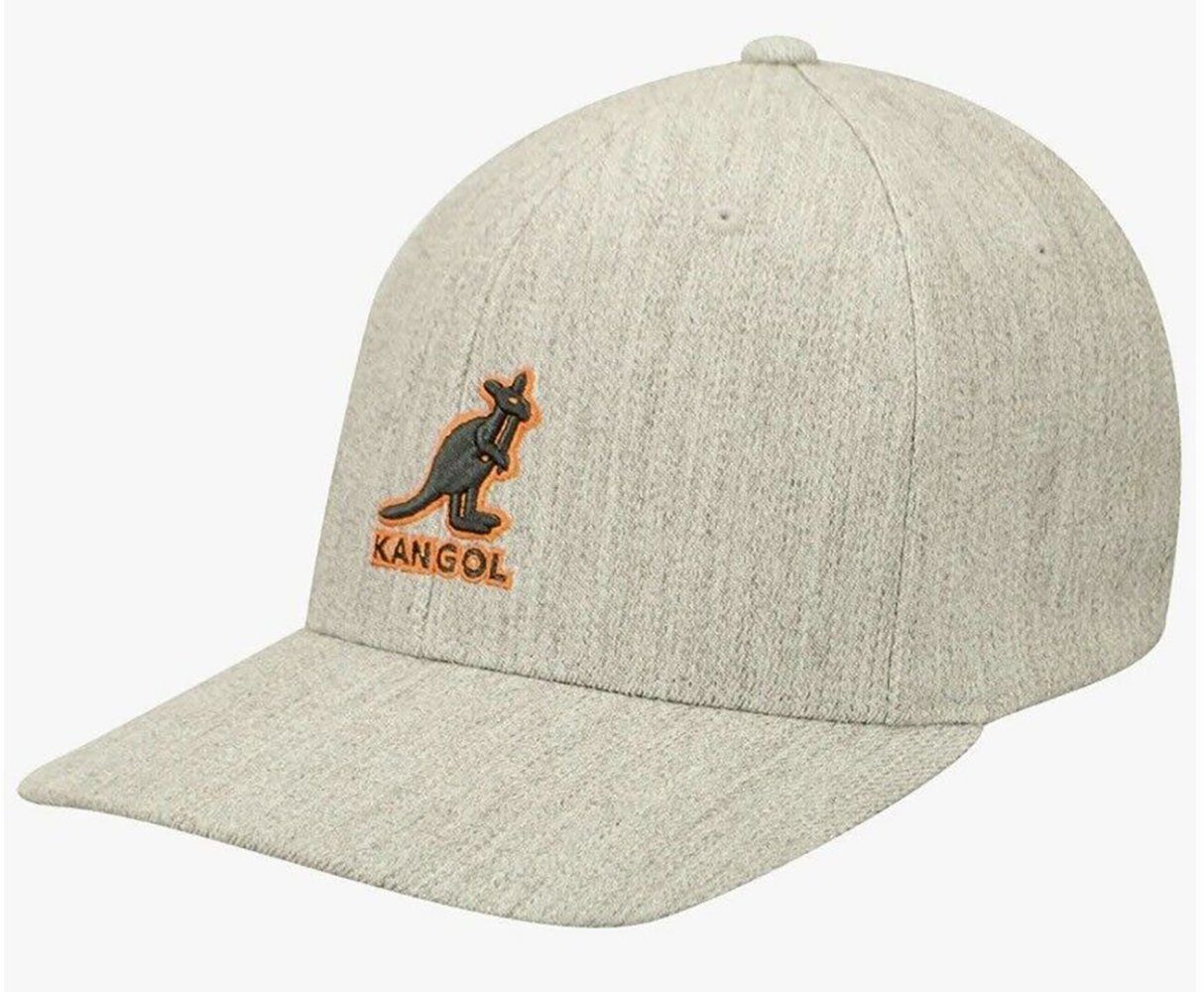 Kangol Baseball Cap 10 7 grau-orange Stretchfutterband, Flexfit ca. Wool cm 3D cm,Kopfhöhe: Schirmlänge