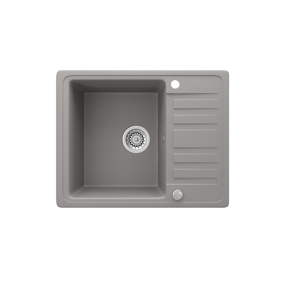 Bergstroem Granitspüle, Beton, 58 x 46 cm mit Trockenplatz, Rechteckig, 57.5/46 cm, beidseitig montierbar