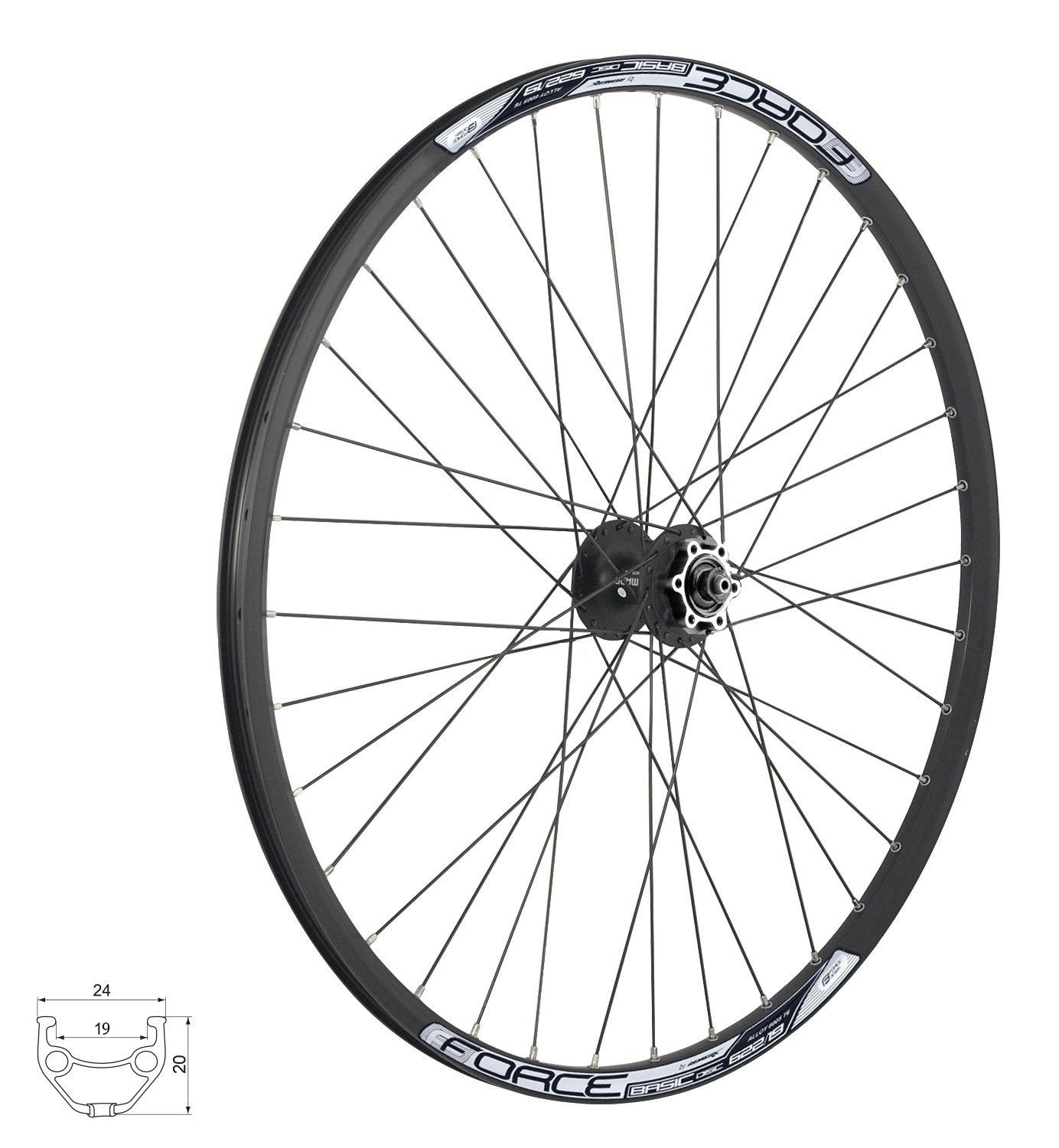 Fahrrad-Laufrad Vorderrad 28/29" FORCE BASIC DISC 622x19 HBM475-6b 36sh