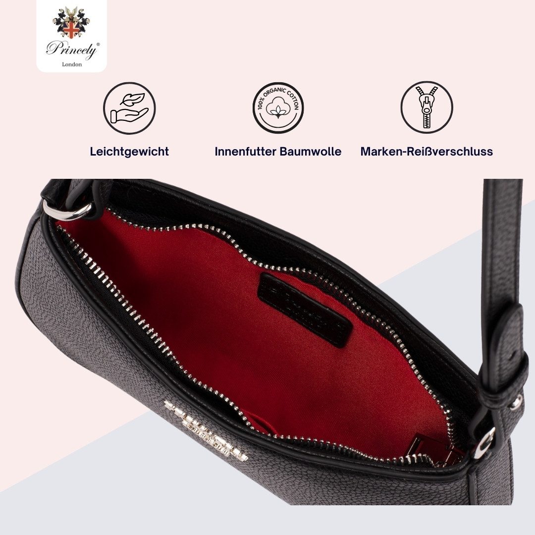 Princely London Schultertasche Nelly - Elegante kleine Tasche mit Reißverschluss