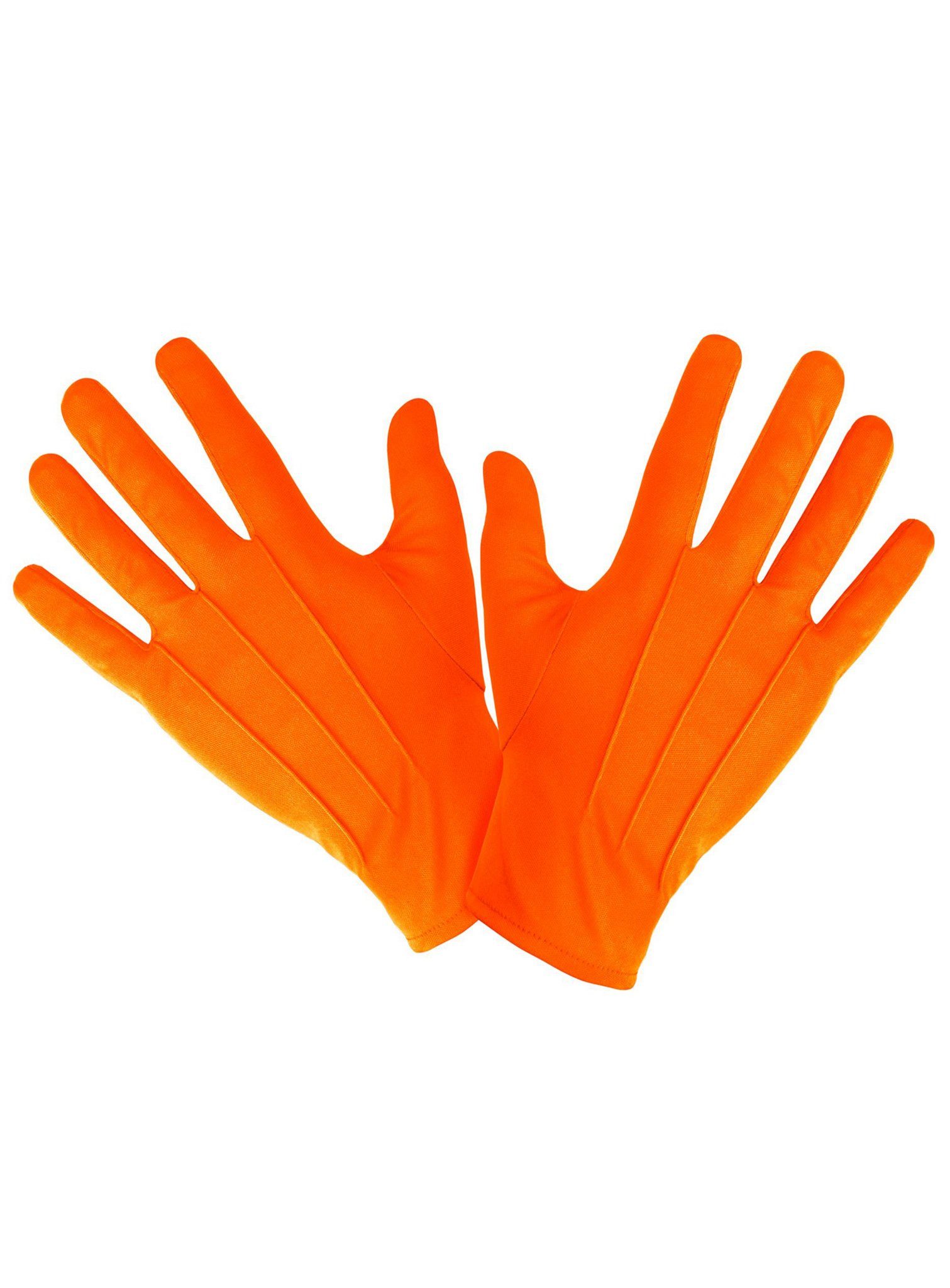 Widdmann Kostüm Stoffhandschuhe orange, Einfarbige, dehnbare Handschuhe für Damen und Herren