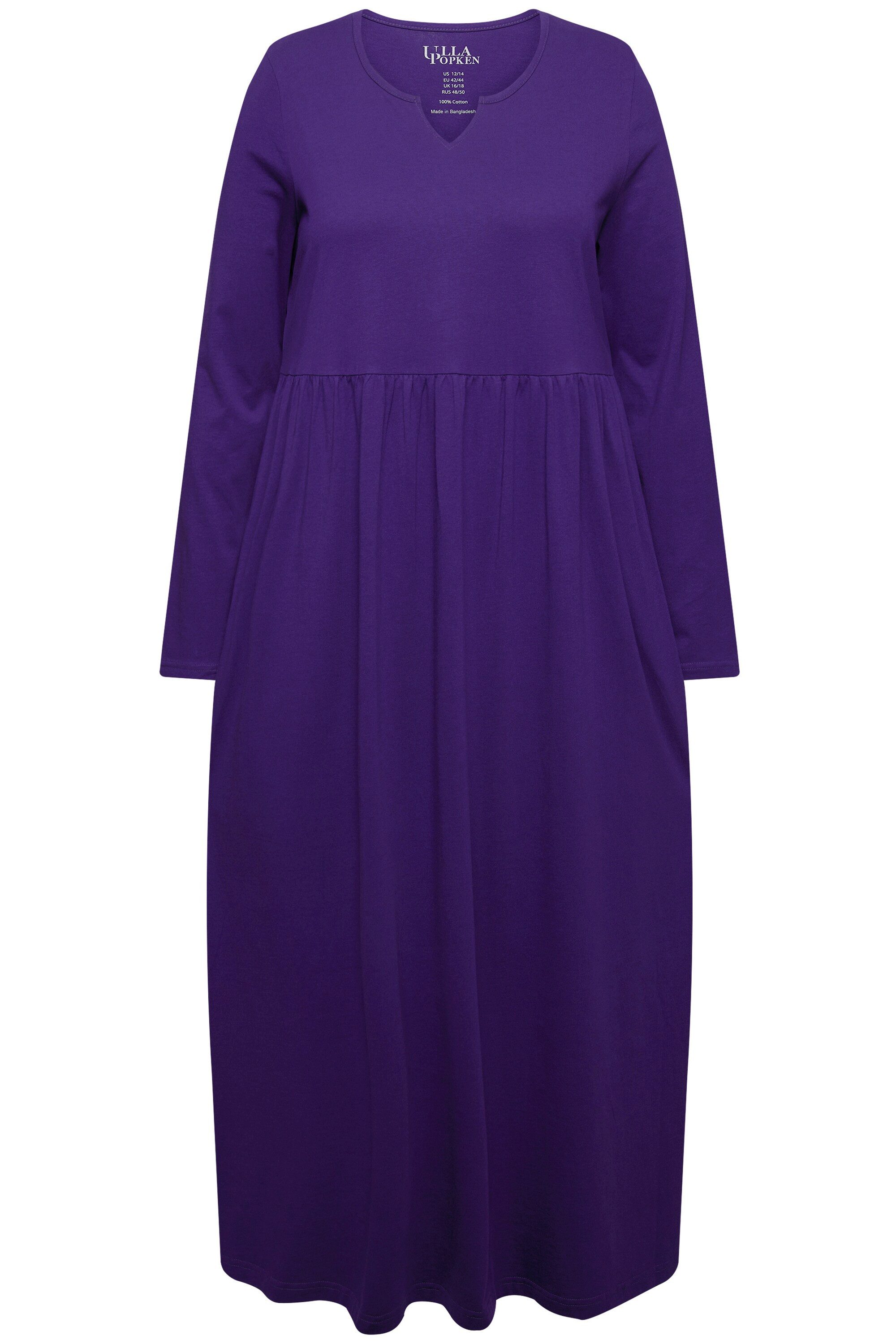 Ulla Popken Maxikleid Jersey-Maxikleid A-Linie Tunika-Ausschnitt günstig online kaufen