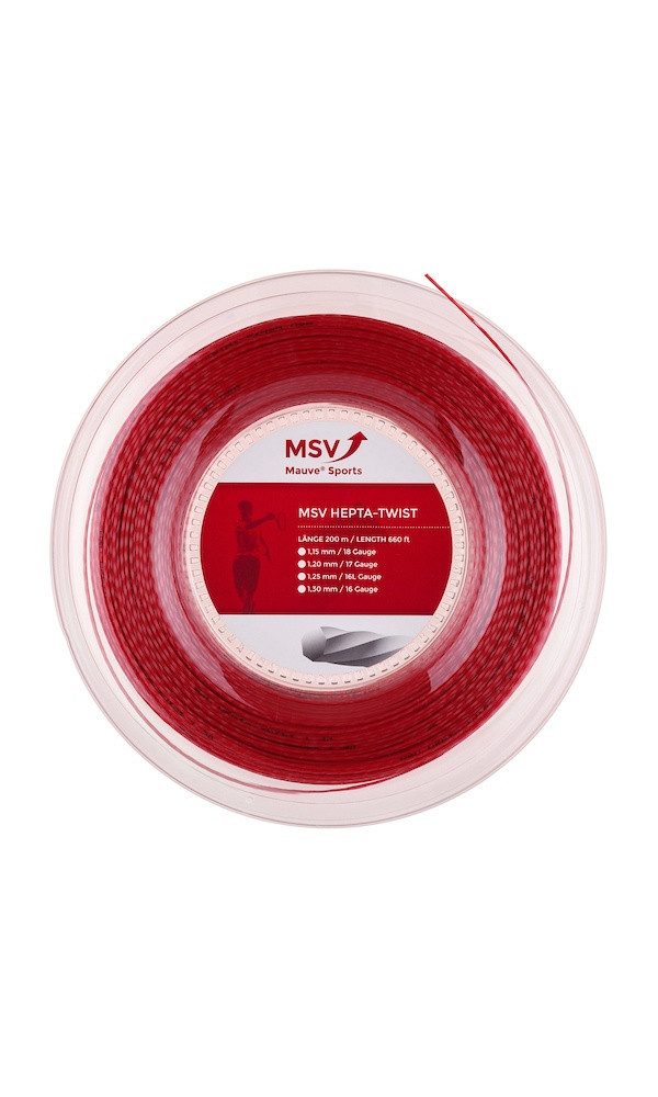 Tennissaite Hepta Twist (Haltbarkeit+Spin) rot 200m Rolle
