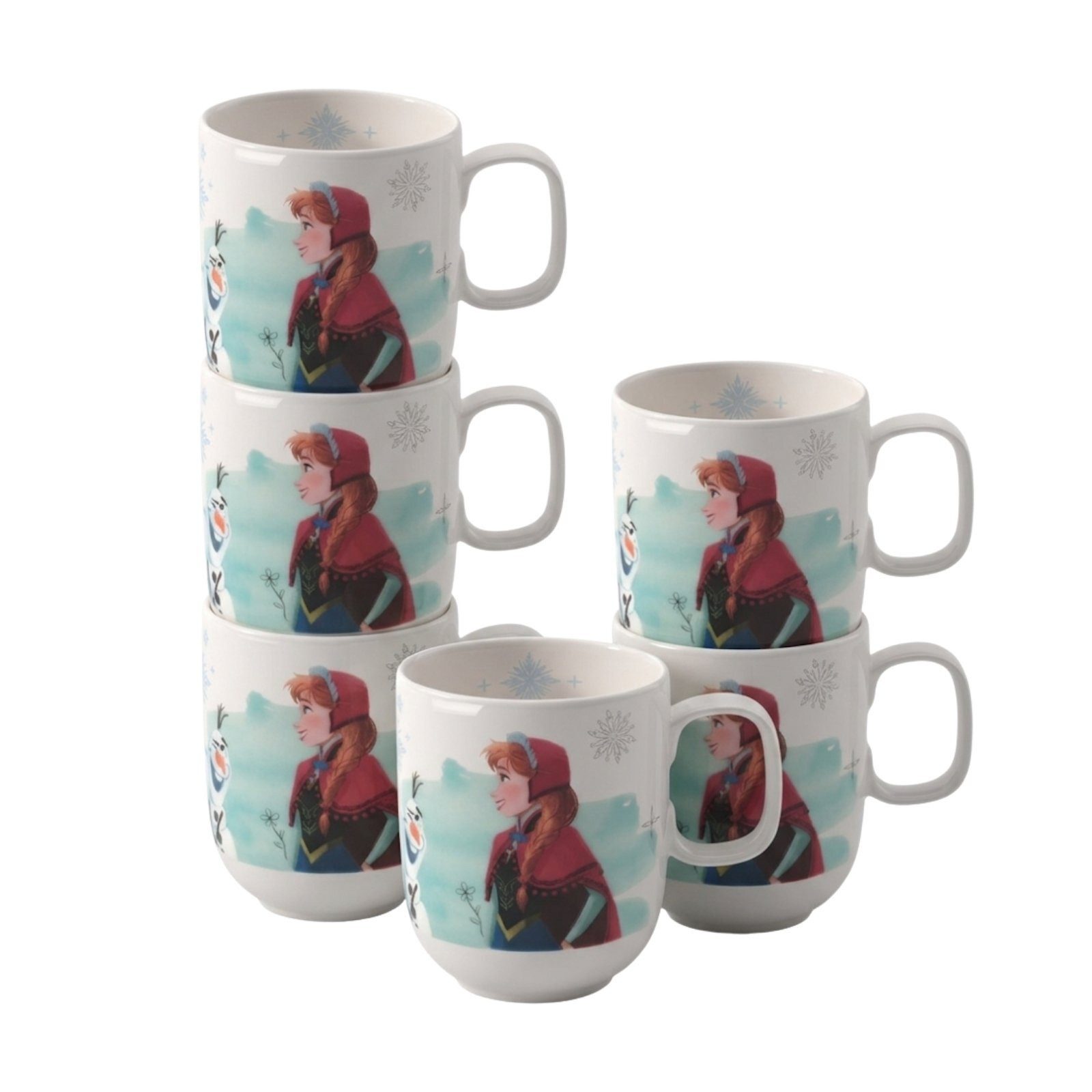Villeroy & Boch Kinderbecher Disney Frozen Becher mit Henkel 280 ml 6er Set, 6-tlg., Porzellan