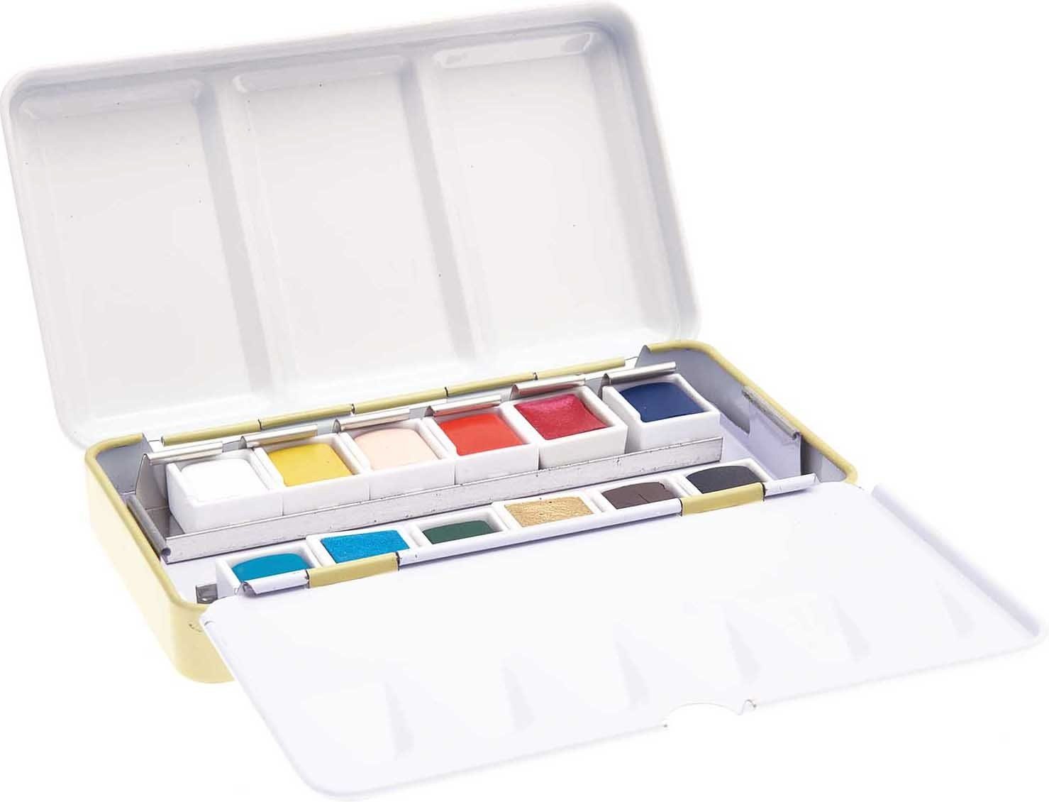 Rico Design Aquarellfarbe ART Essential Aquarellfarben, 12 Farben inklusive Metallkasten 12,5 cm x 7 cm Pastell