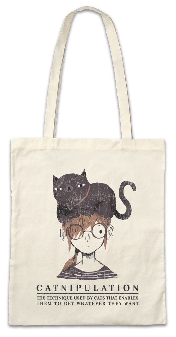 Beuteltasche Catnipulation Stofftasche Cats Cat Katze Katzen Liebe Love Addicted