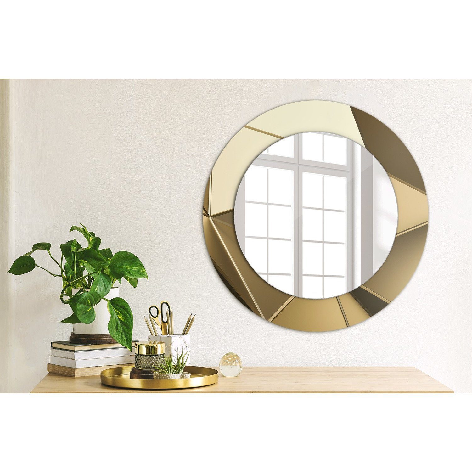 Ø50cm Wandmontage Aufdruck Spiegel Rund: mit Modern Tulup Abstrakt Spiegel Wandspiegel