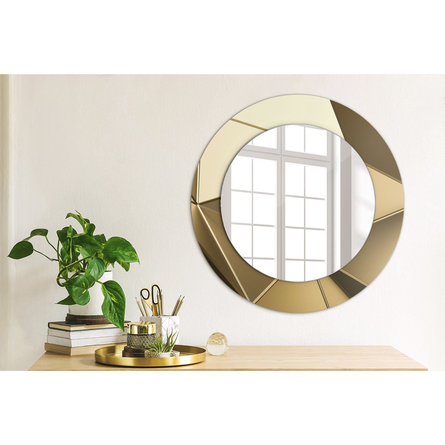 Tulup Spiegel Modern Wandmontage Wandspiegel Spiegel mit Aufdruck Rund: Ø50cm