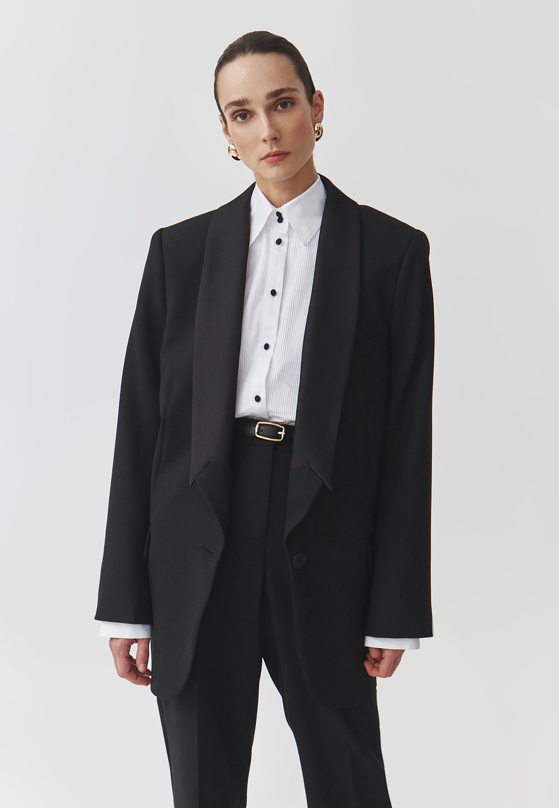 TATUUM Longblazer Damen-Webjacke Mit Satinrevers - Markawia