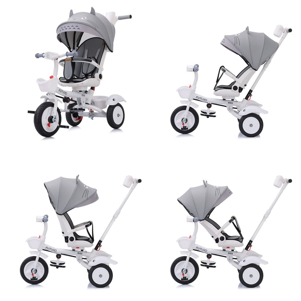 Chipolino Dreirad Futuro 2 in 1, PU-Räder, Musik, Licht, Becherhalter, Schiebegriff, faltbar, 25 kg – Bild 4 von 5