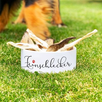 Cadouri Futternapf FEINSCHLECKER Design-Hundenapf, Futterschüssel für Hunde, Keramik, lebensmittelechter, schwerer Napf mit Motiv, 1000 ml