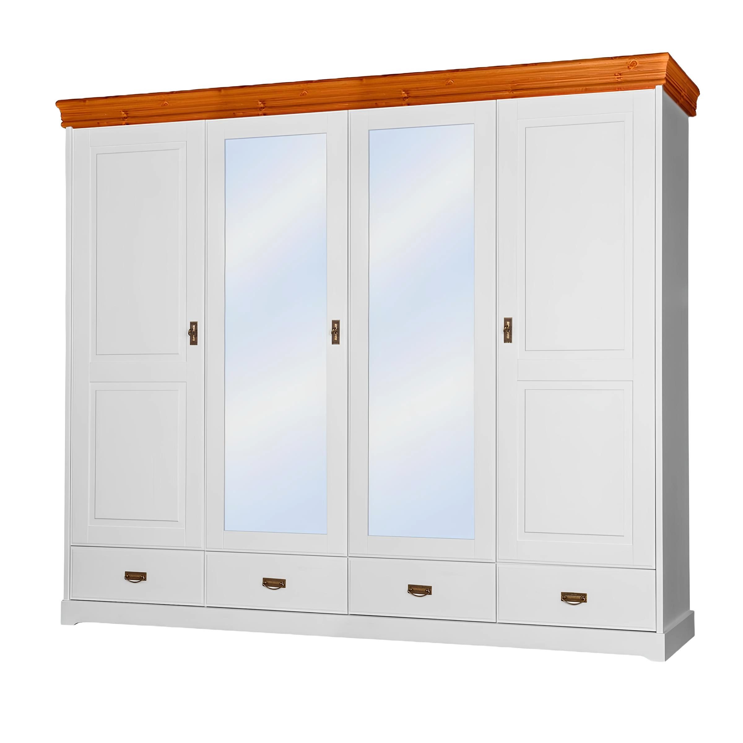 Kleiderschrank Landhausstil Kleiderschrank für Kleidung in Weiß aus Holz mit Regal