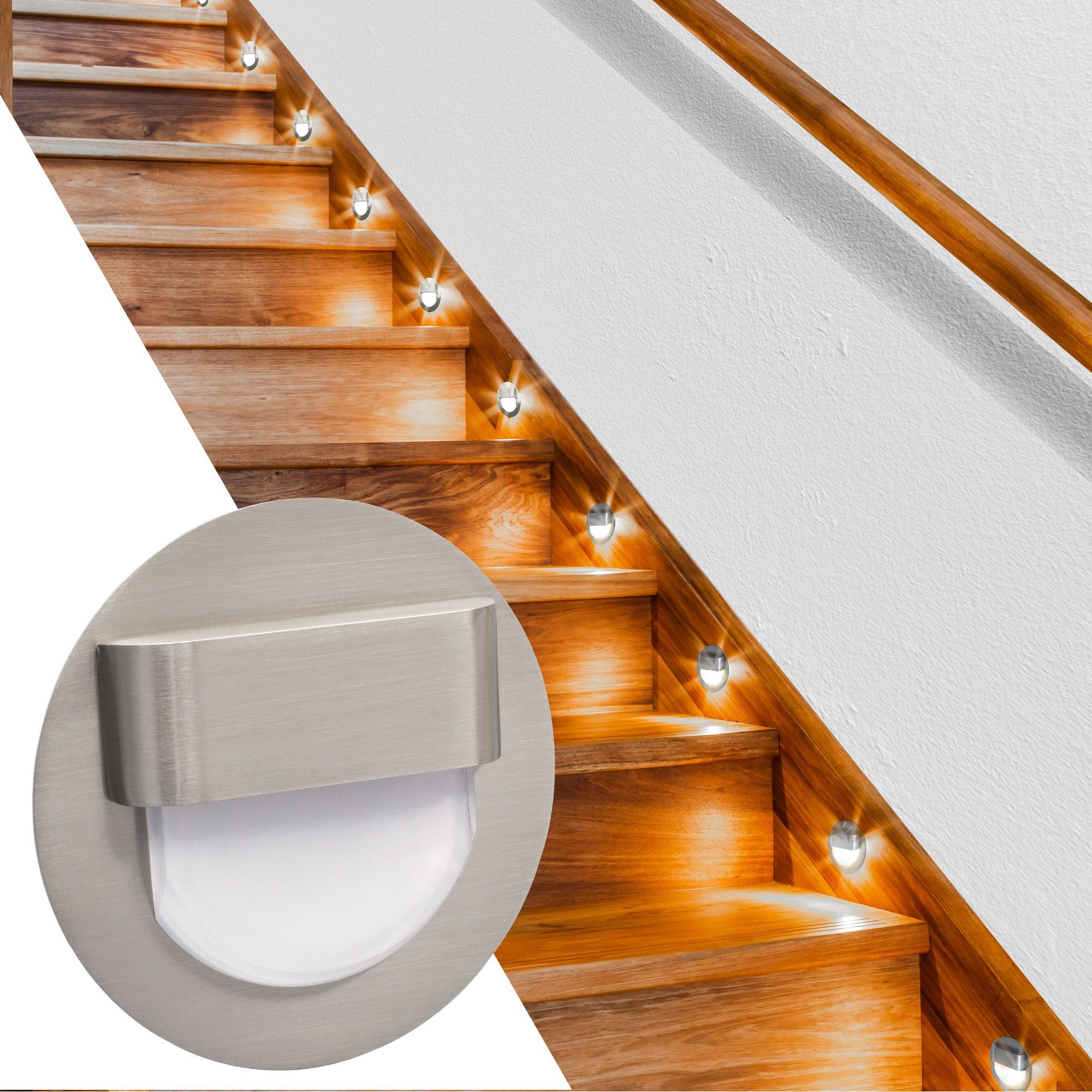 Maxkomfort LED Wandstrahler 6101-6102, LED fest integriert, 3000K, Warmweiß, Treppenbeleuchtung