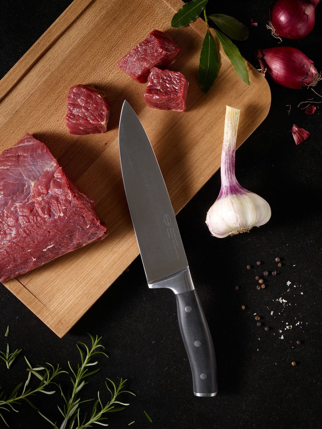 RÖSLE Kochmesser Tradition, Küchenmesser für und Fisch Fleisch, Klingenspezialstahl Gemüse