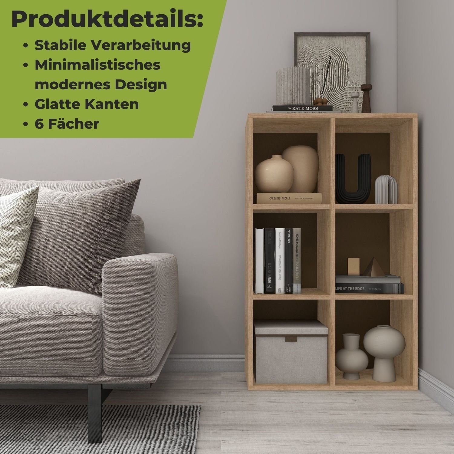 Coemo Standregal DELTA-6, Natur Standregal 65x30x98 günstig online kaufen