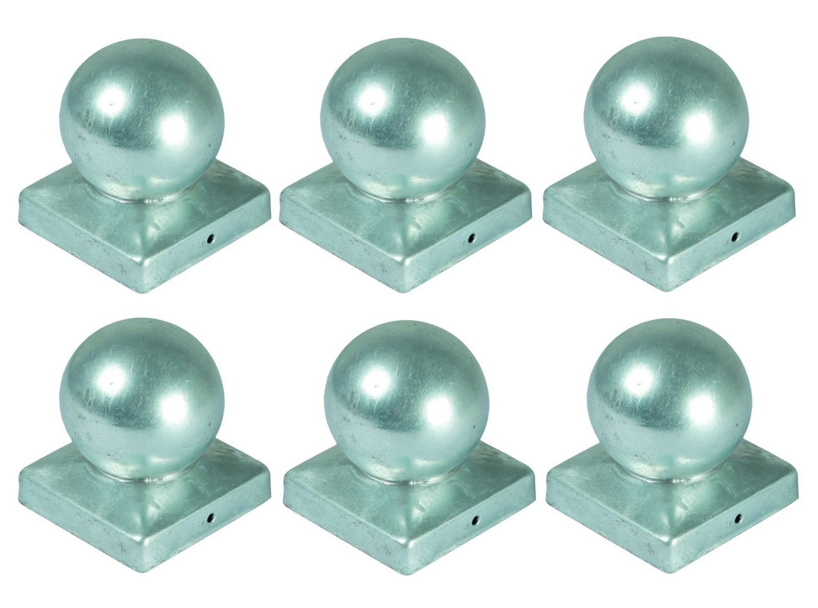 Pfostenkappe 6x Pfostenkappe Kugel 70x70mm Zaunkappe Zierkappe Pfahl Kappe verzinkt