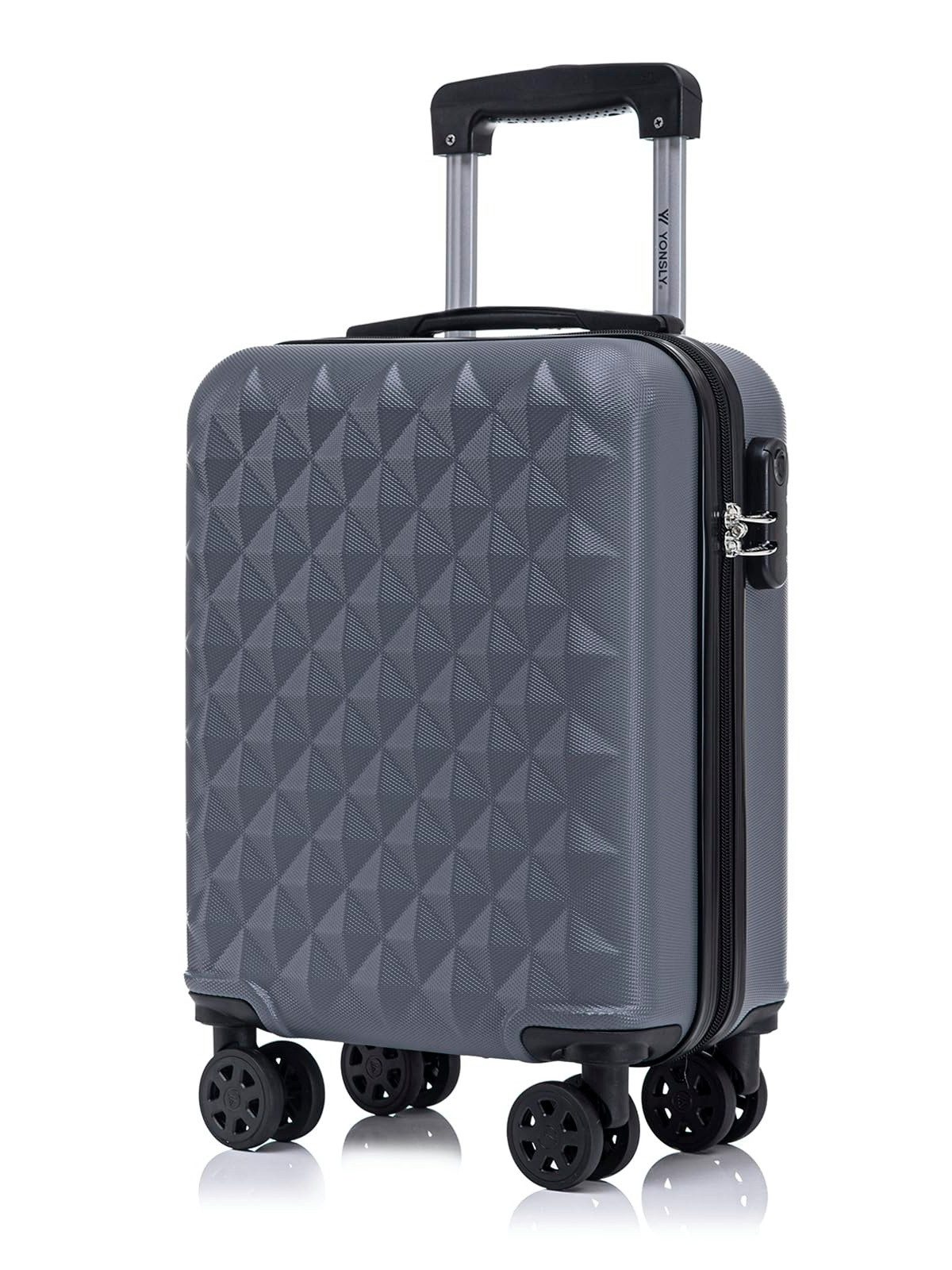 YONSLY Hartschalen-Trolley Reisekoffer Trolley Hartschalenkoffer Rollkoffer mit 4 Rollen, 4 Rollen, ABS und Aluminium, Zahlenschloss, 360°-Doppelrollen, Gummigriff