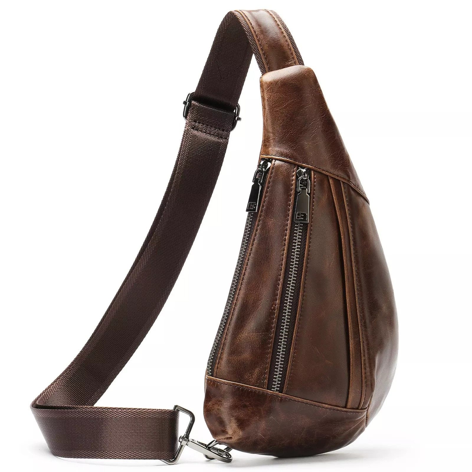YUBRO-STUDIO Messenger Bag Herren Leder Brusttasche günstig online kaufen