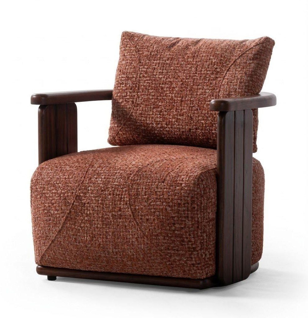 Xlmoebel Relaxsessel Sessel Designer Armlehnen Holz Wohnzimmer modern braun (1-St., 1-tlg)