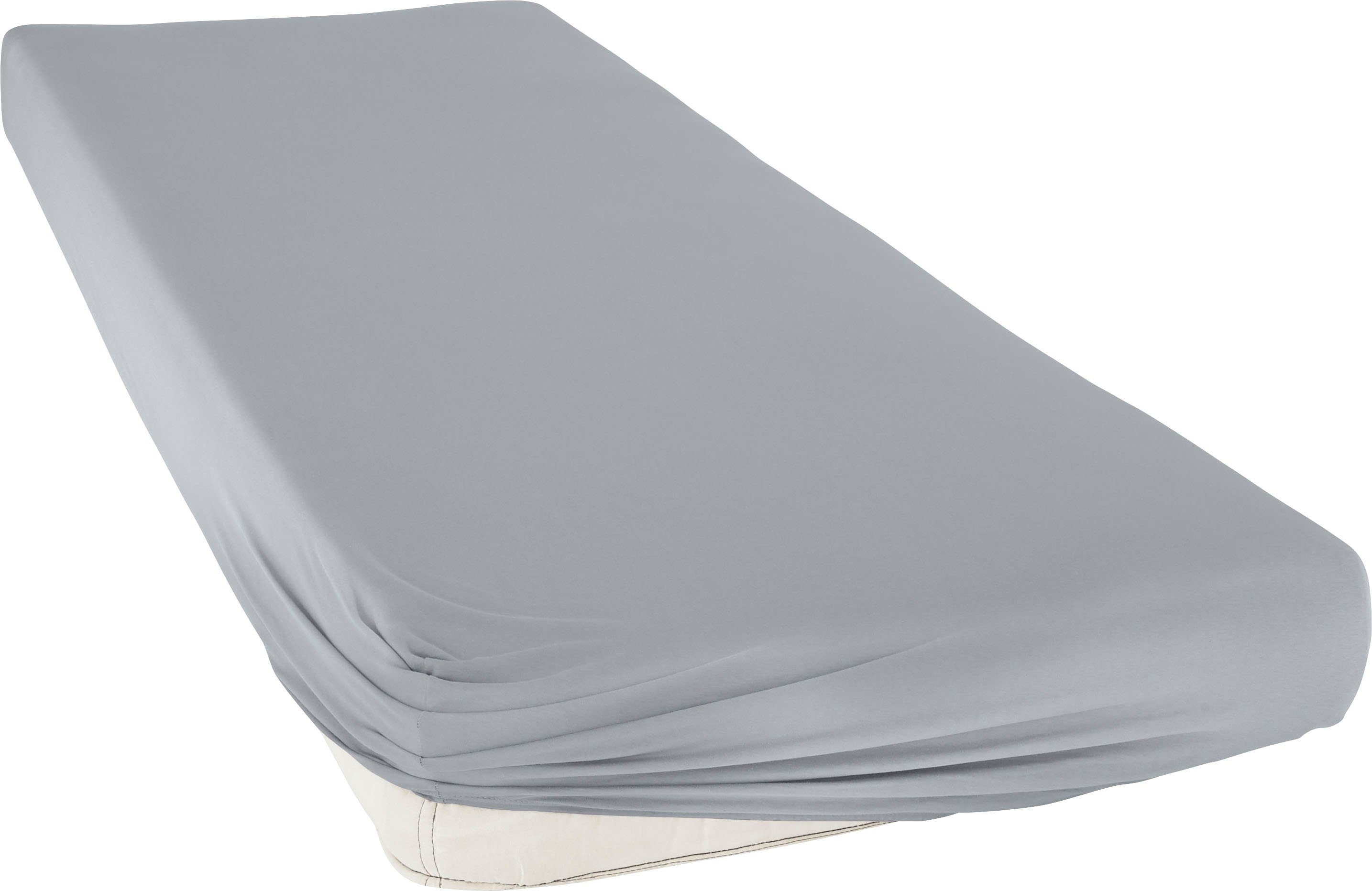 bellana Spannbettlaken bellana Aqua mit Elasthan, 160 g/m², Jersey-Elasthan, Gummizug: rundum, (1 Stück), Spannbetttuch für Matratzen bis 35cm Höhe, bügelfrei, faltenfrei