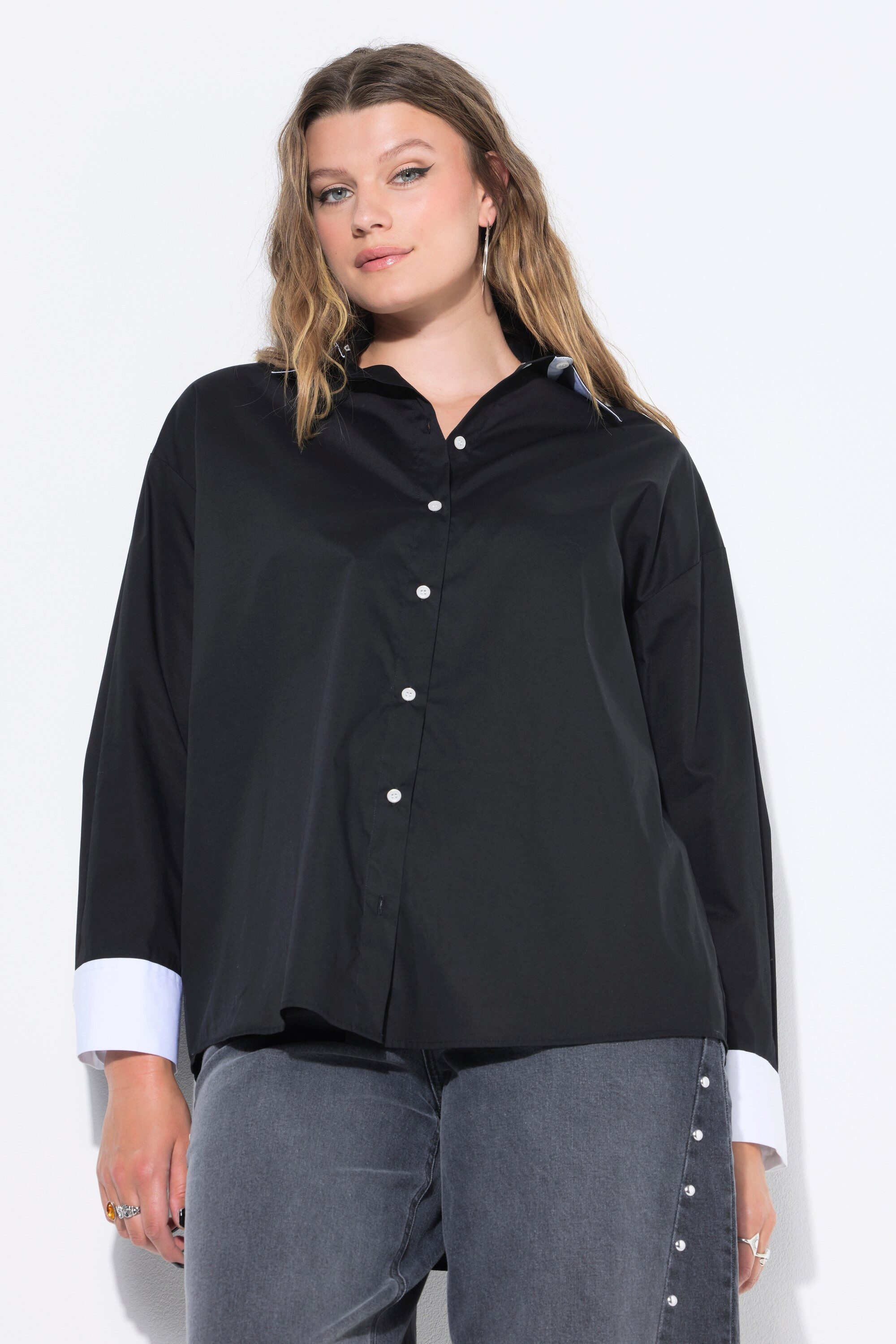 Hemdbluse Hemd oversized Details kontrastfarbig