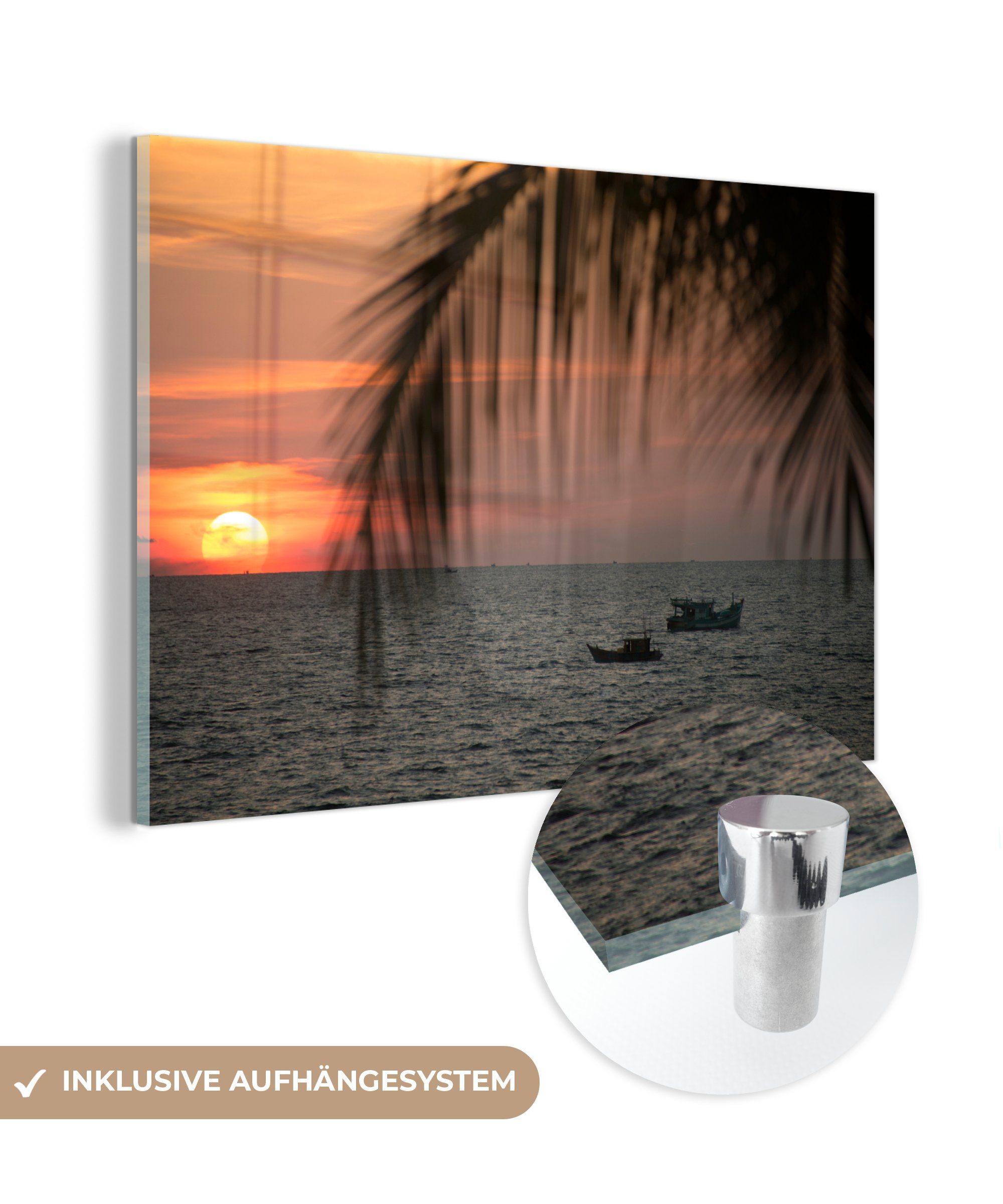 auf (1 Wohnzimmer in Phu Acrylglasbild der Quoc Vietnam, & St), Acrylglasbilder Schlafzimmer Insel MuchoWow Sonnenuntergang Ein