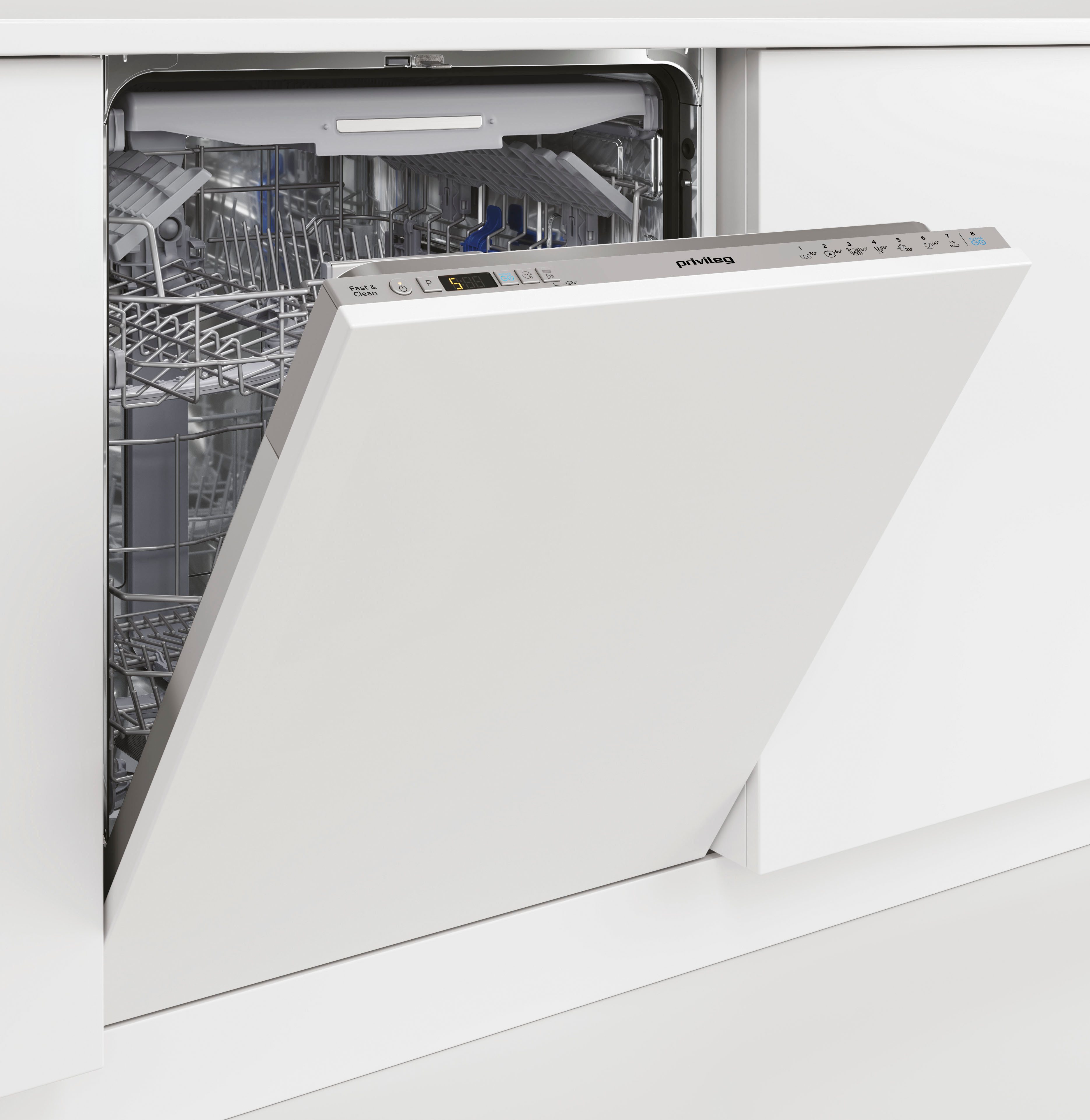 Privileg vollintegrierbarer Geschirrspüler P0I ECO D541 S, 14 Maßgedecke, 14 Maßgedecke, Fast&Clean 28’ – effektive Reinigung in 28 Minuten