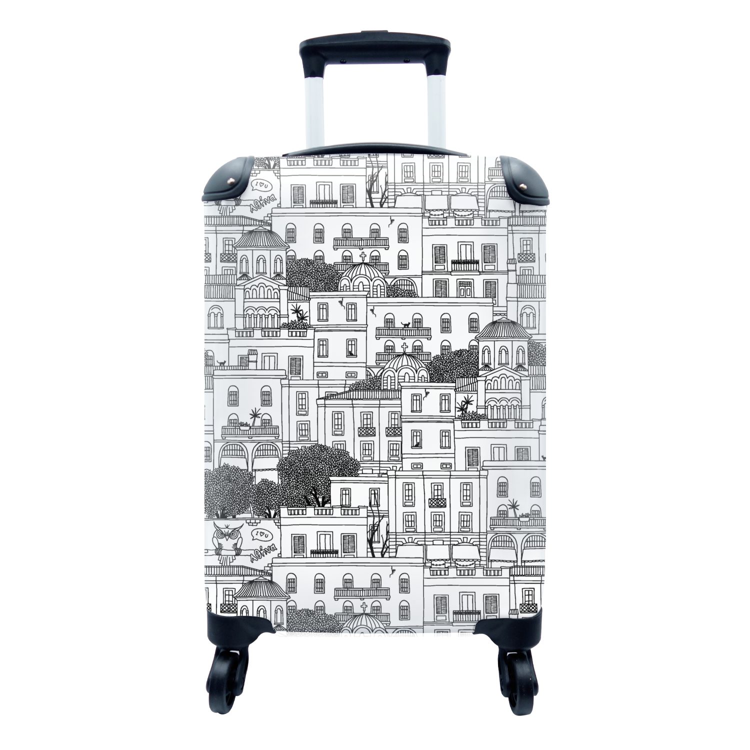 Athen - Reisekoffer Reisetasche mit 4 Muster Trolley, rollen, Handgepäck Haus, MuchoWow - für Rollen, Ferien, Handgepäckkoffer