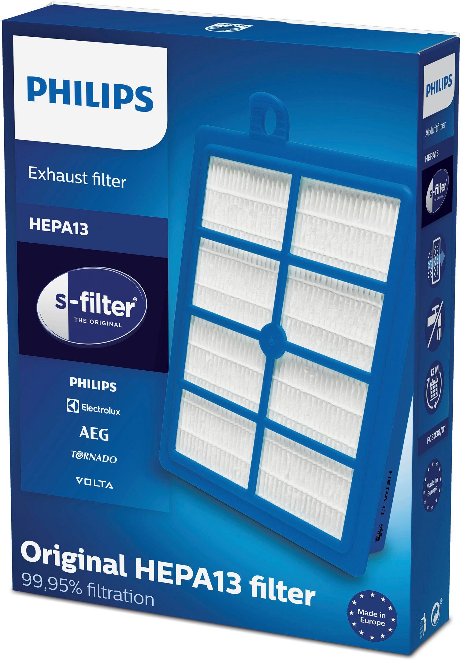 Philips Abluftfilter FC8038/01, Zubehör für Philips PowerPro Bodenstaubsauger FC8782/09, HEPA