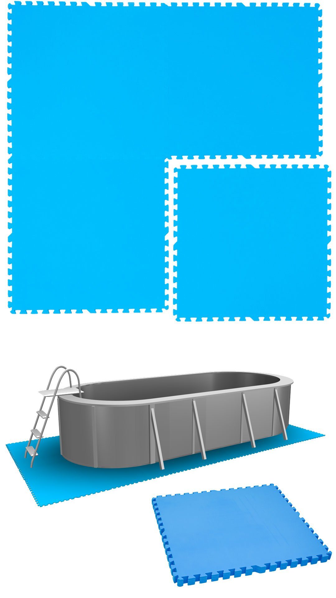 Alle eyepower Bodenmatte Poolmatte Set Stecksystem 2,6qm Bodenmatte Bodenfliesen, 4er Blau erweiterbares